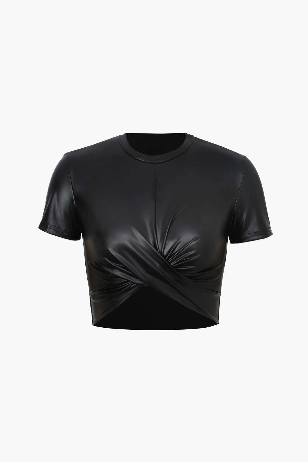 T-shirt court basique en similicuir