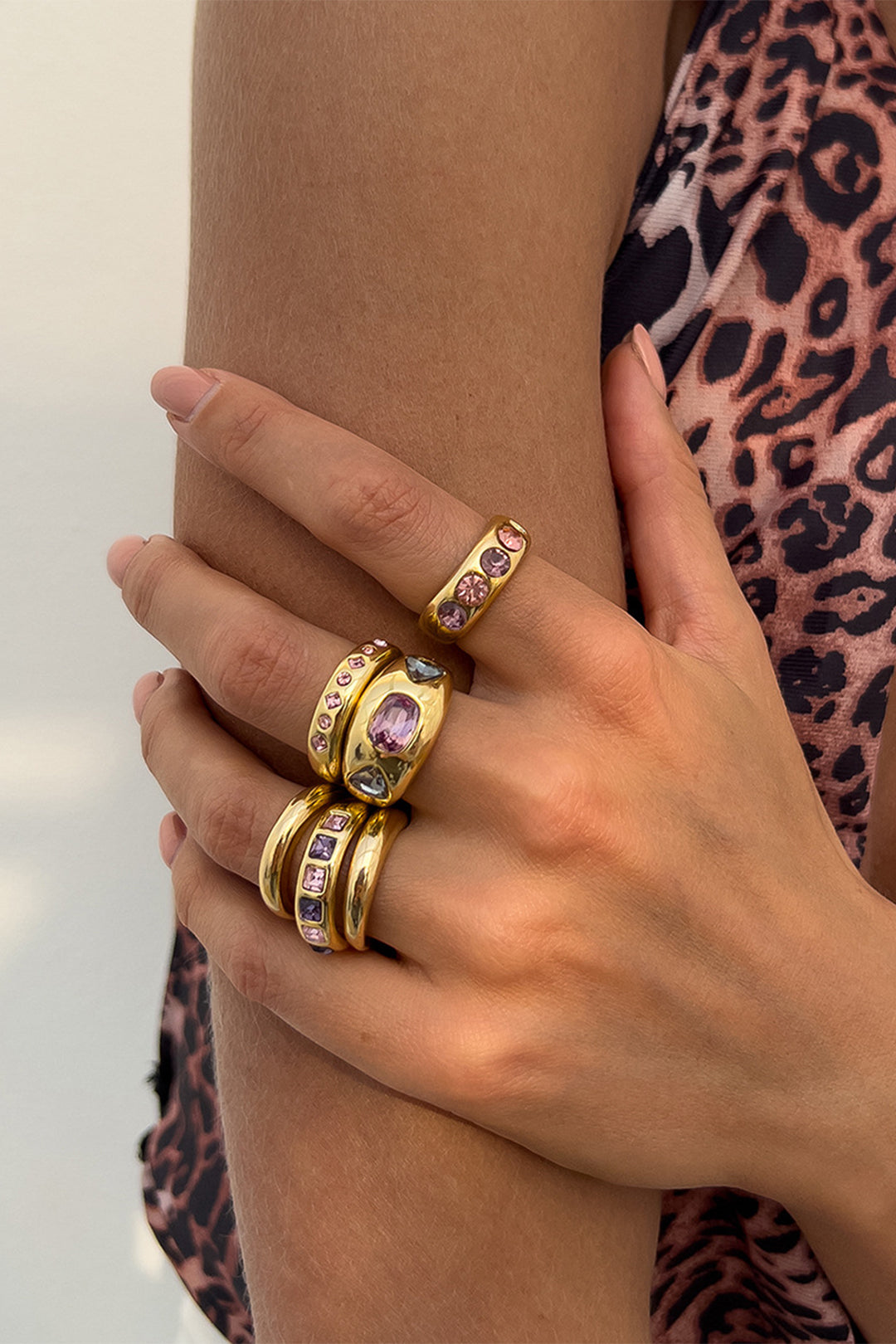 Colorful Diamond Metal Open Ring