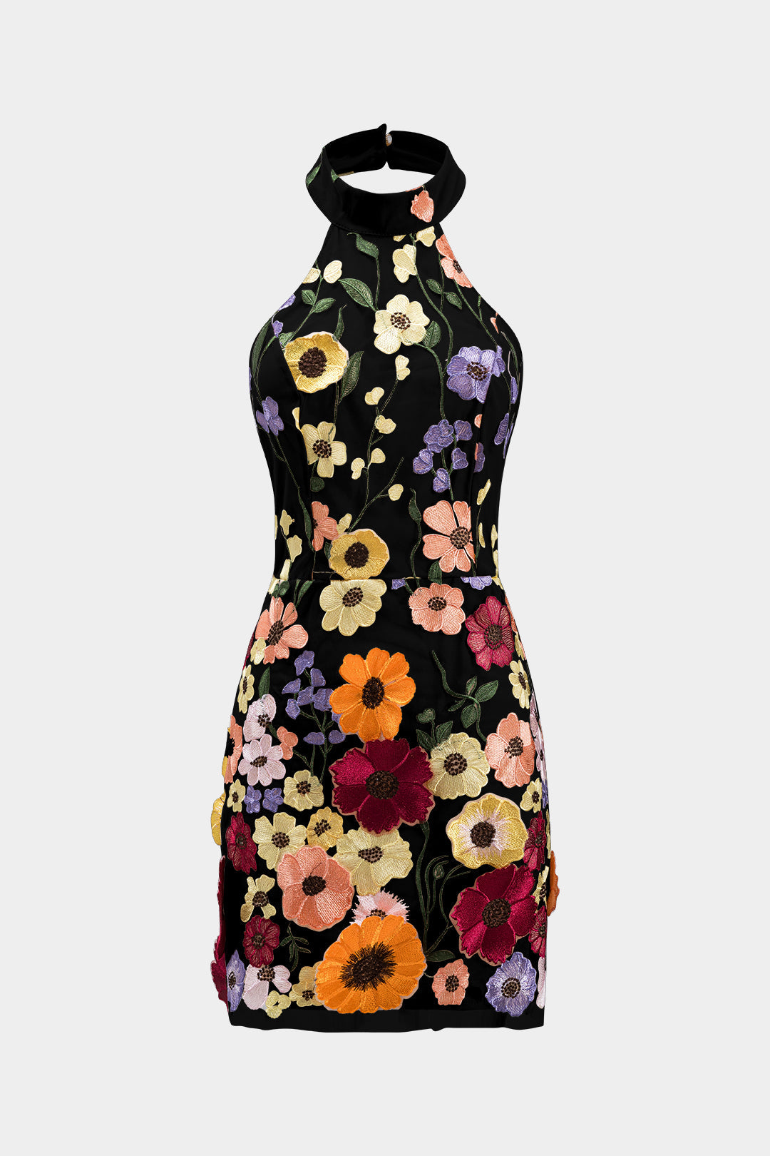 Jacquard Neckholder Rückenfreies Ärmelloses Minikleid