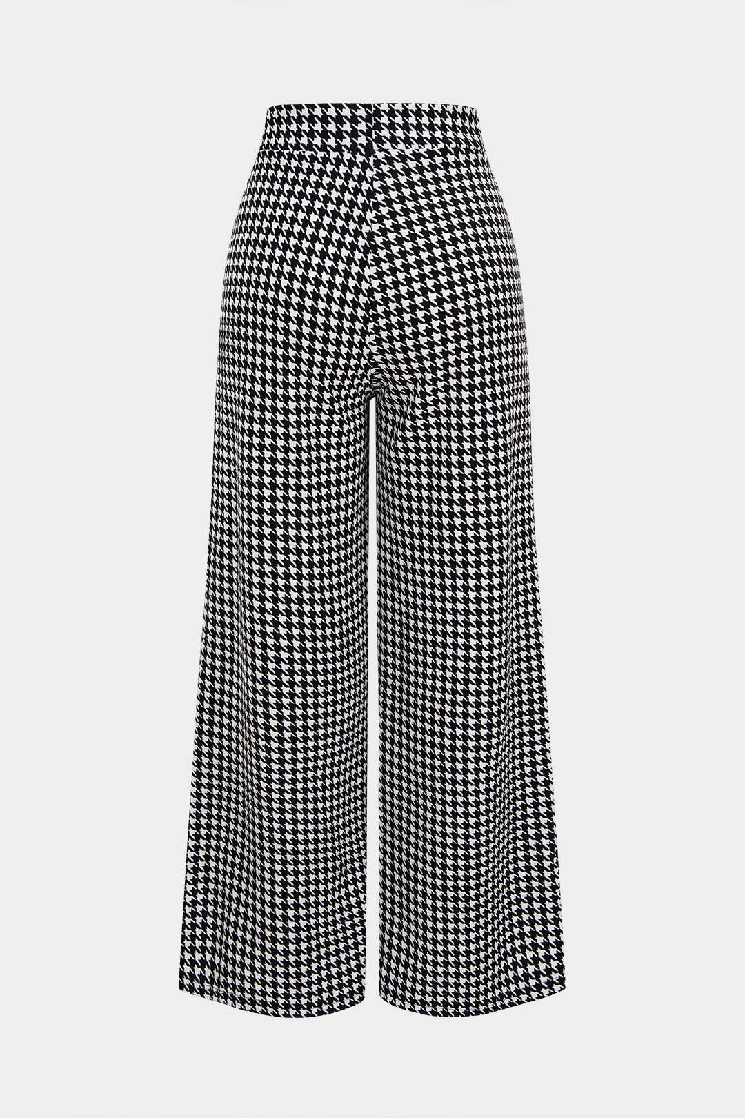 Hahnentritt-Hose mit hohem Bund, Knöpfen und weitem Bein