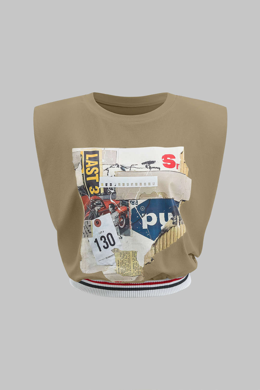 Car Letter Digital Pattern Print Loose Sleeveless T-Shirt