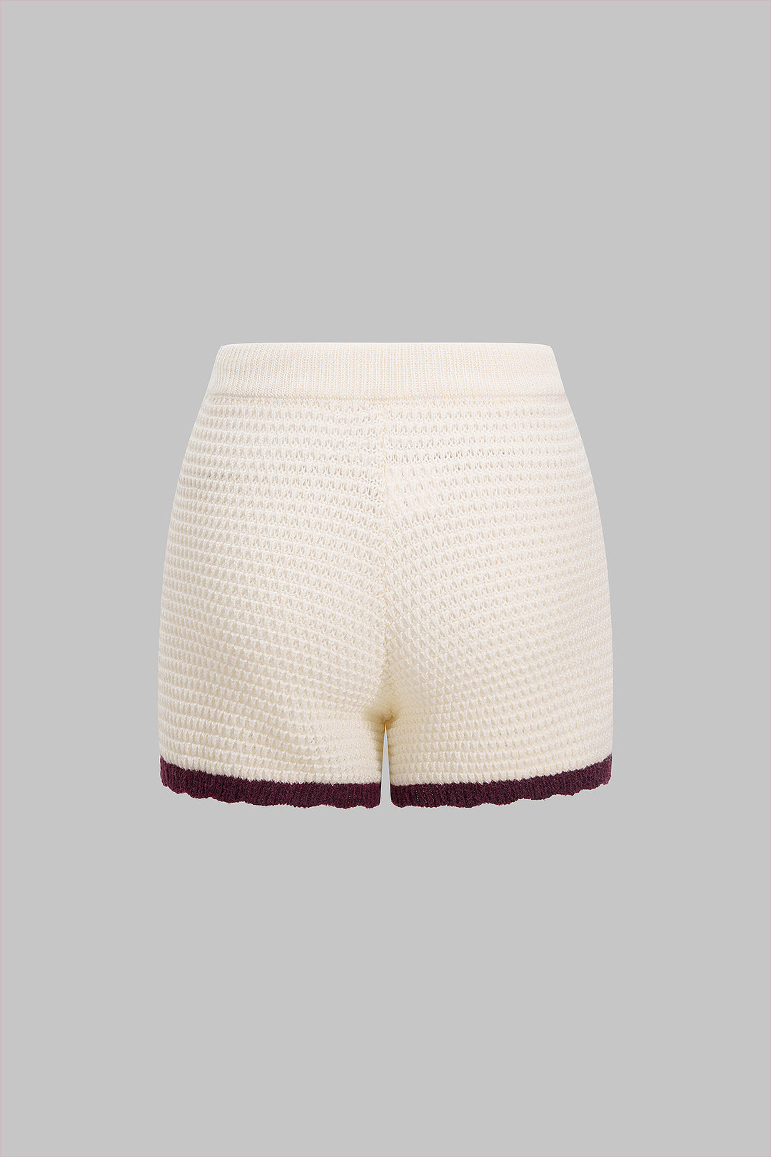 Shorts contrastés en maille ajourée à nouer