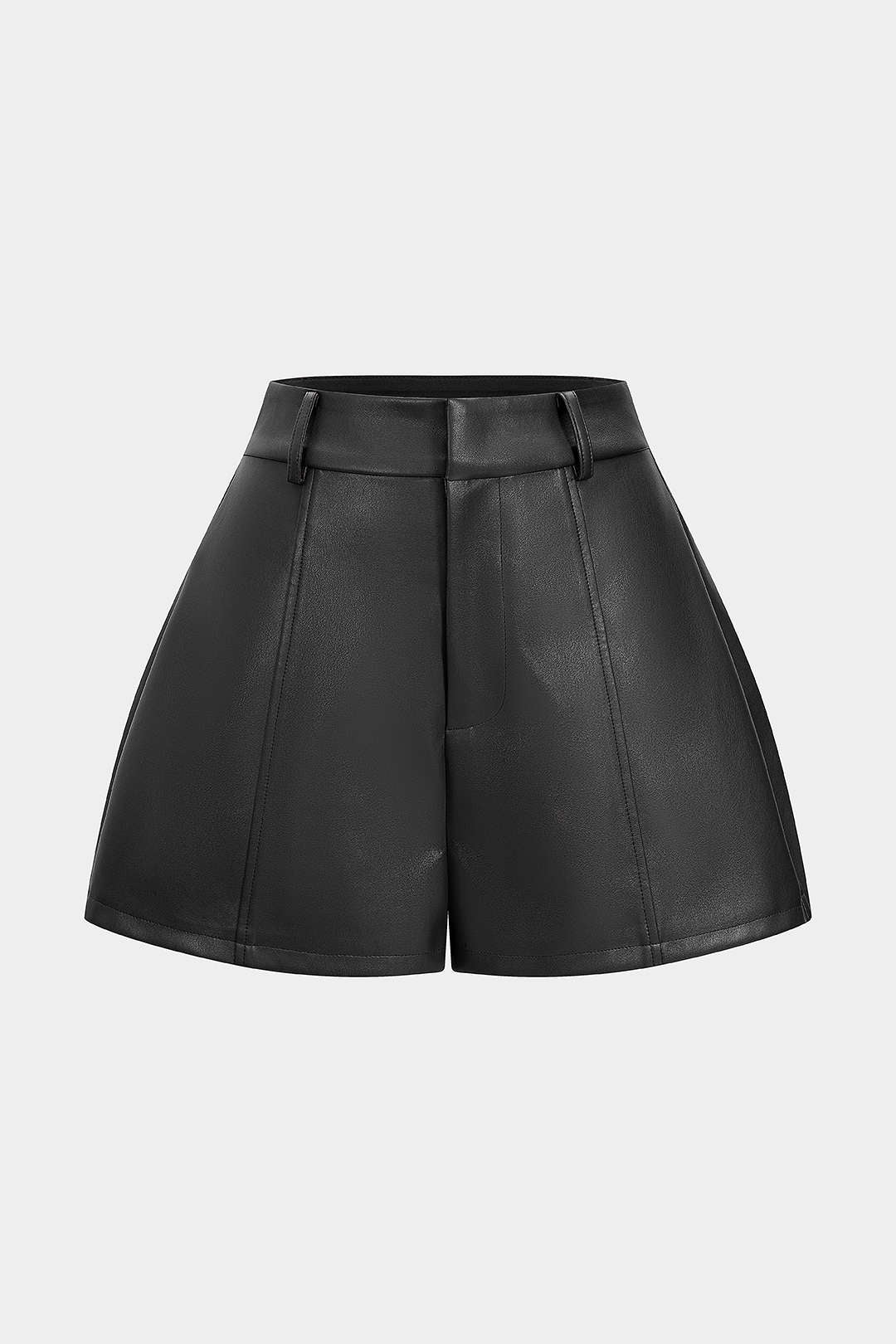 Shorts aus Kunstleder mit hoher Taille und weitem Bein