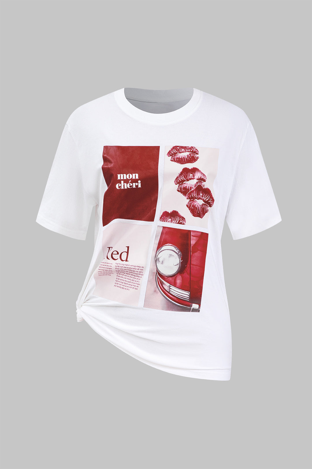 T-shirt à manches courtes et col rond avec imprimé lettre