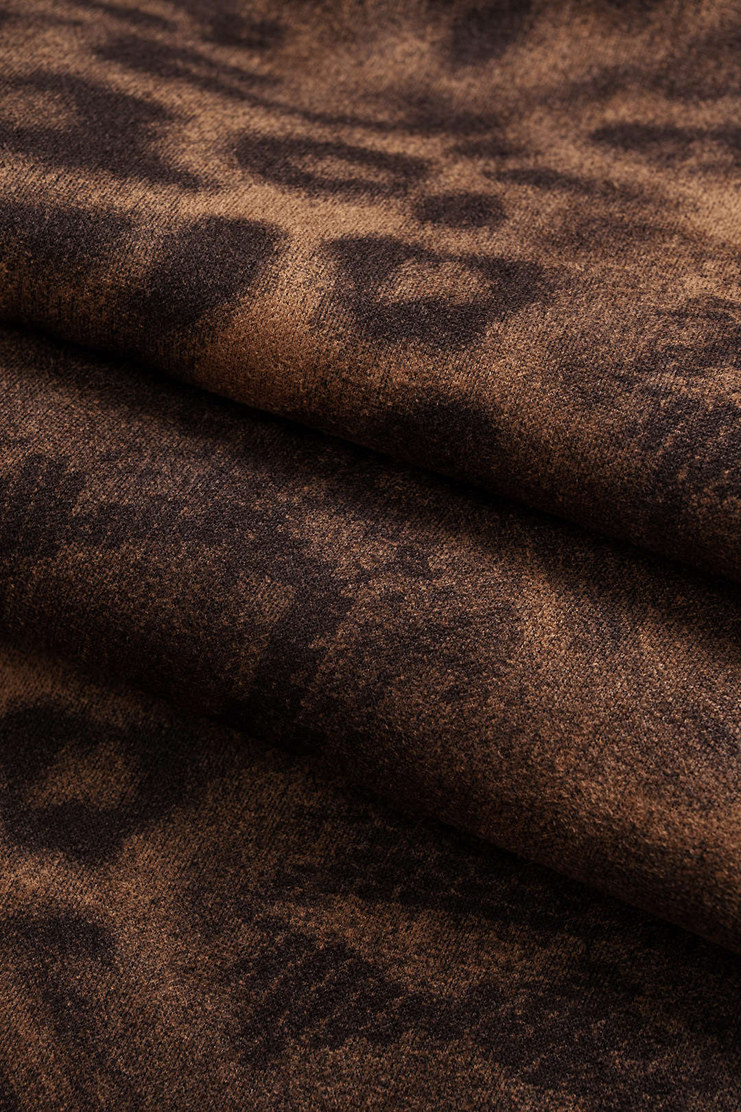 Suede Leopard Print Wide Leg Trousers