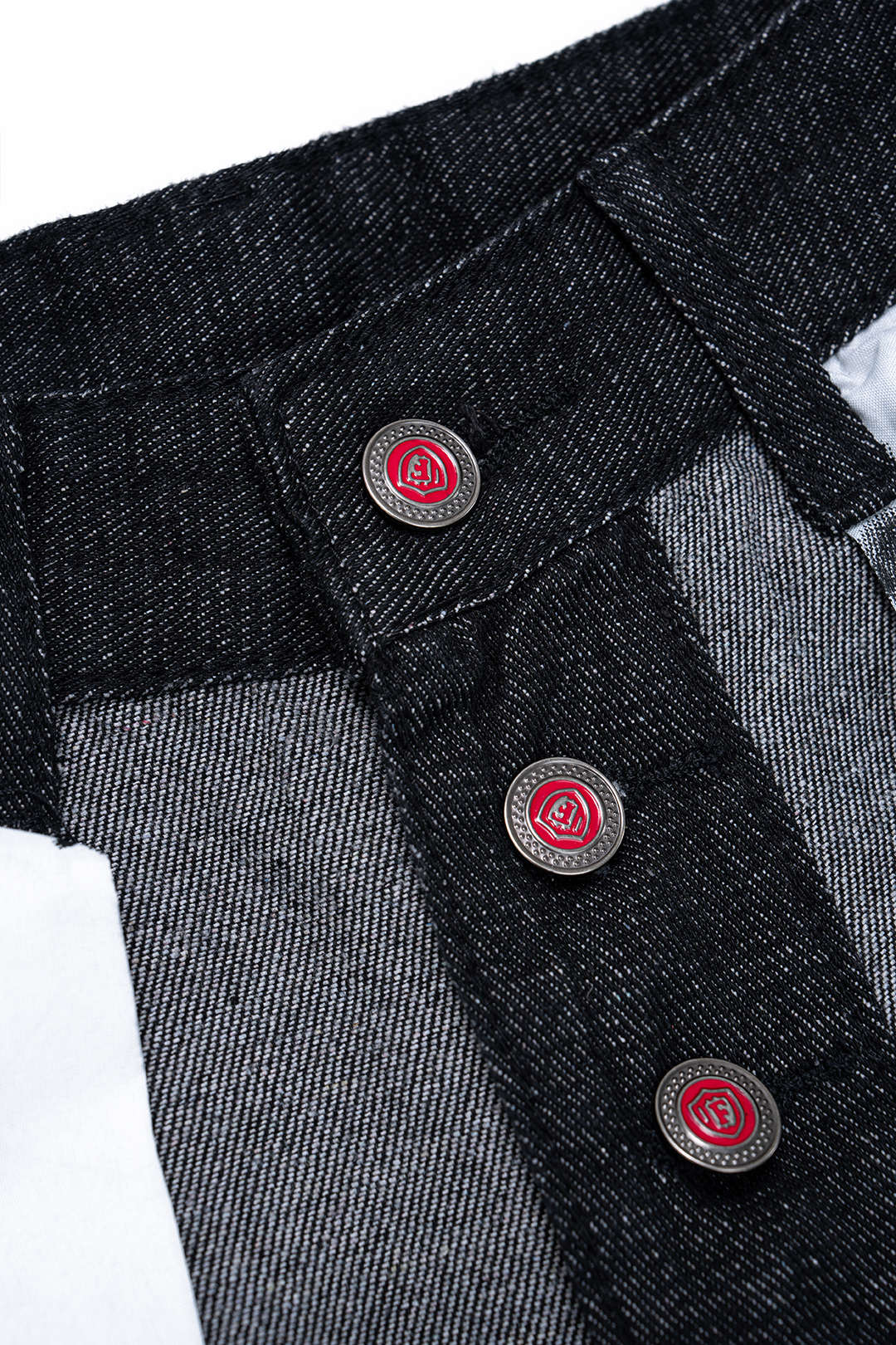 Denim Artistic Print Patchwork Button Pocket Wide Leg Jeans