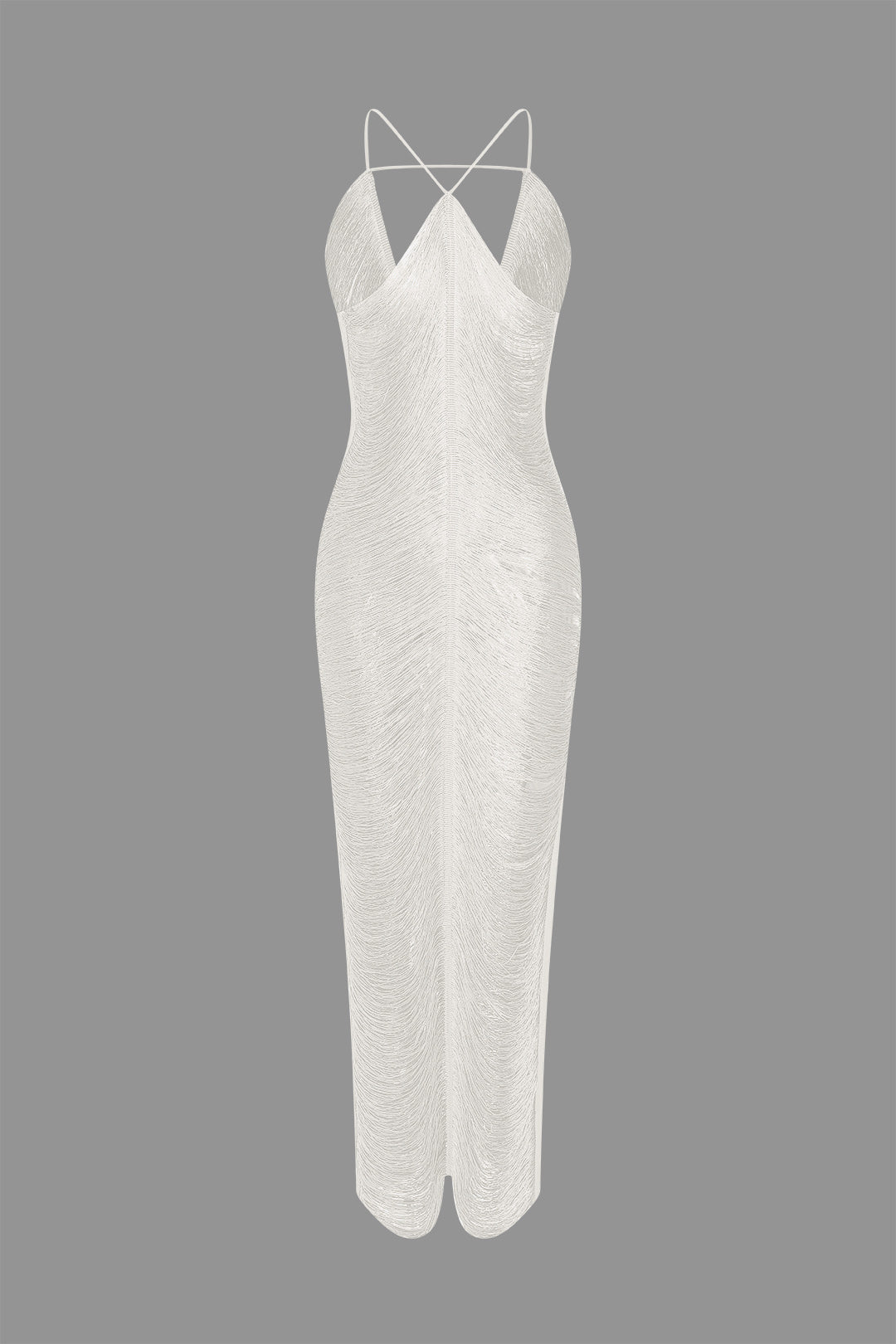 Robe mi-longue unie avec découpes et fente
