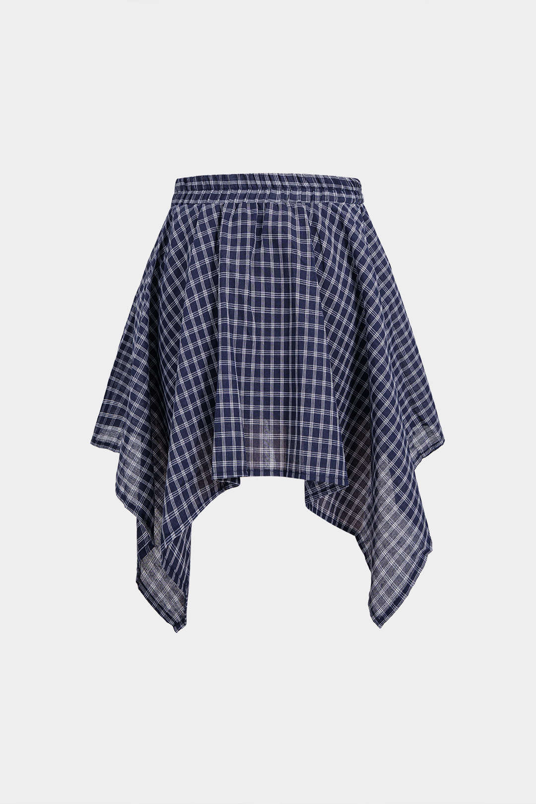 Plaid Print Asymmetrical Ruched Skirt