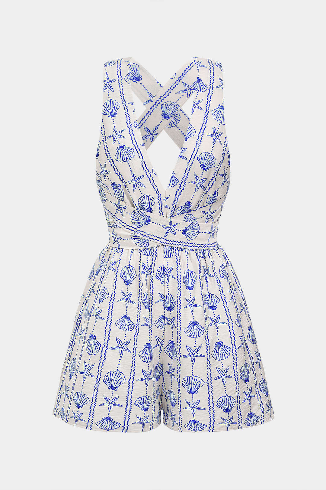 Blumenprint V-Ausschnitt Überschlag Ärmelloser Jumpsuit