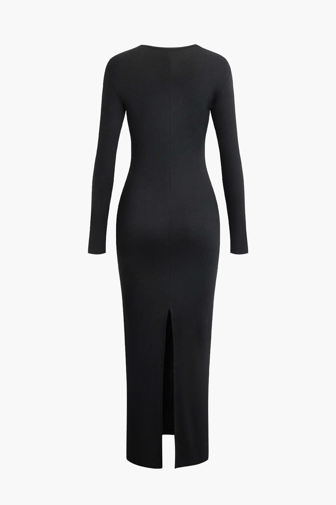 Robe longue asymétrique fendue au cou