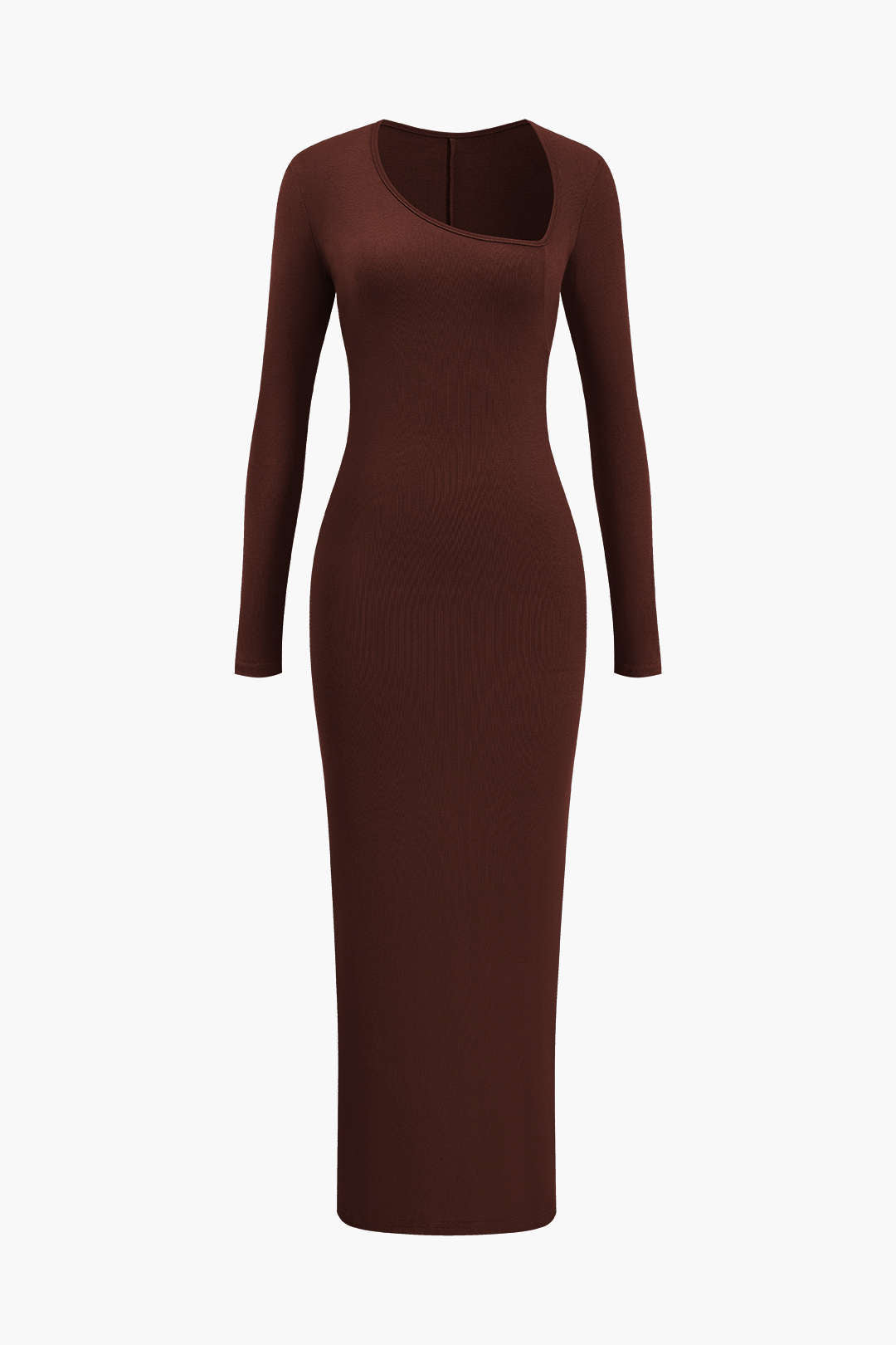 Robe longue asymétrique fendue au cou