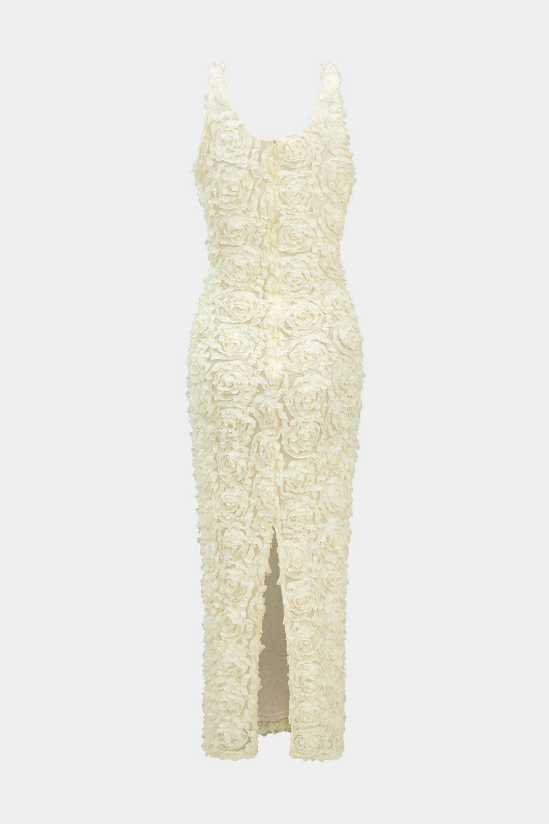 Robe longue fendue à décolleté en V et appliqués