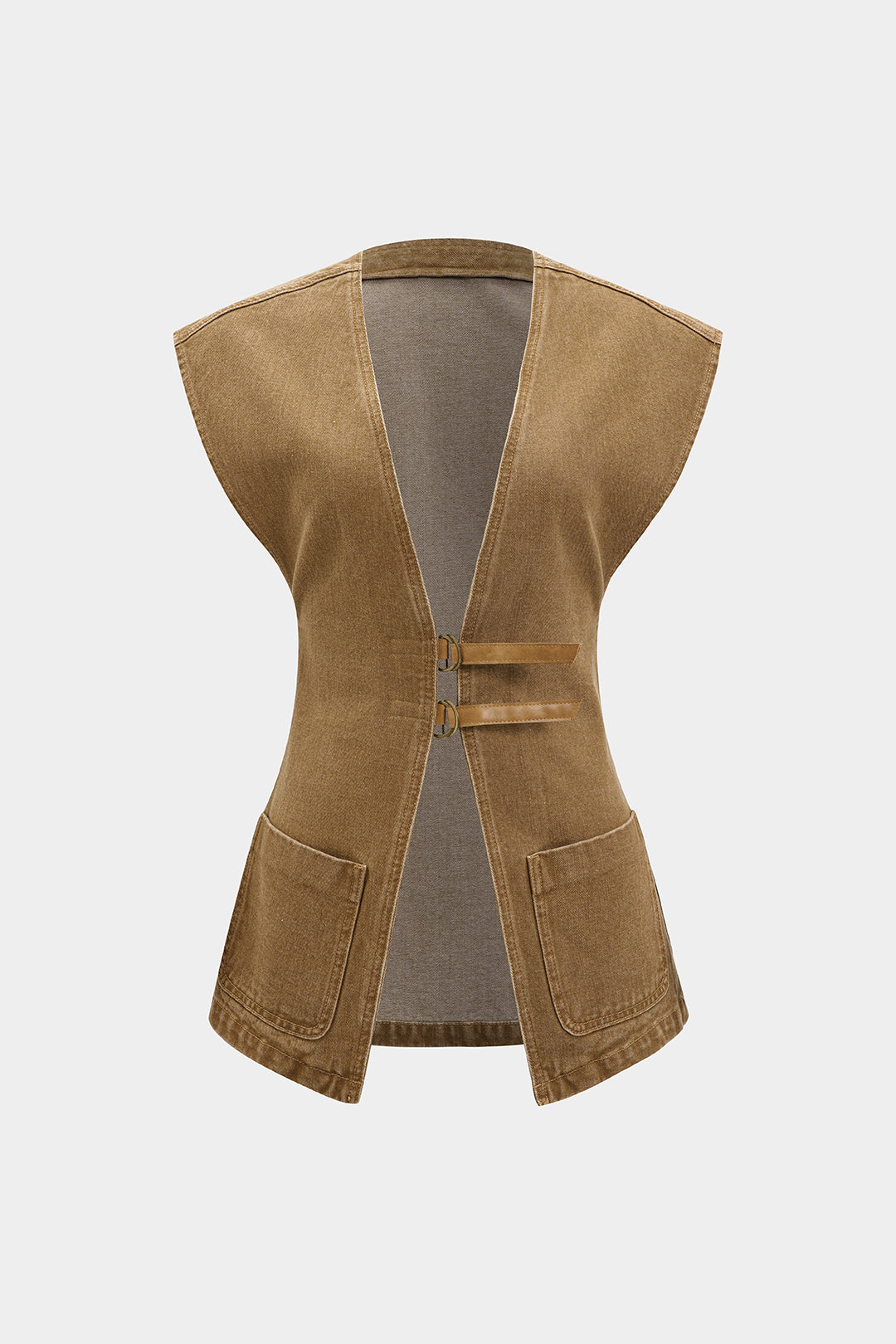 Denim V-Neck Pocket Vest