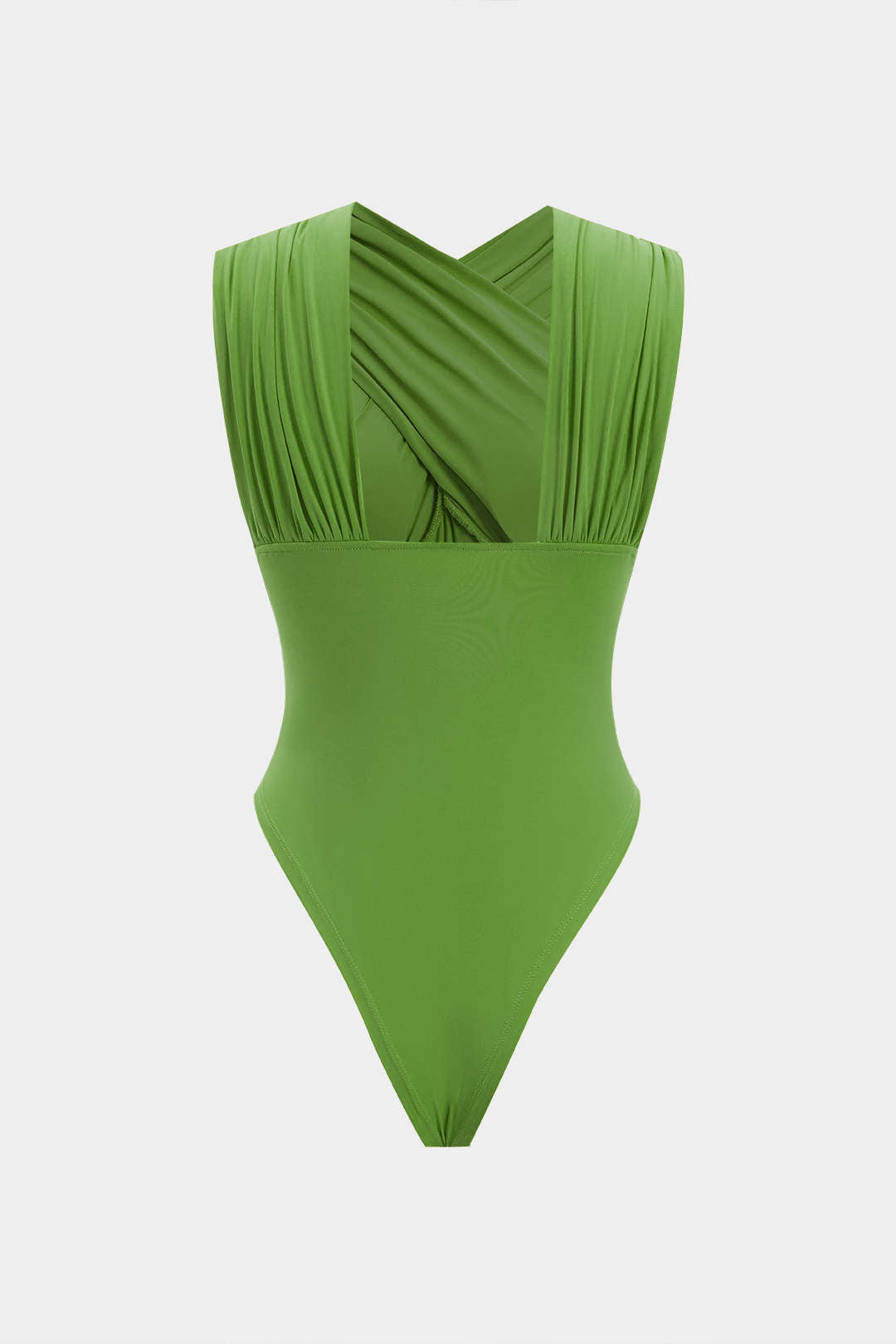 Ruched Crossed Backless Bustier Sleeveless Bodysuit