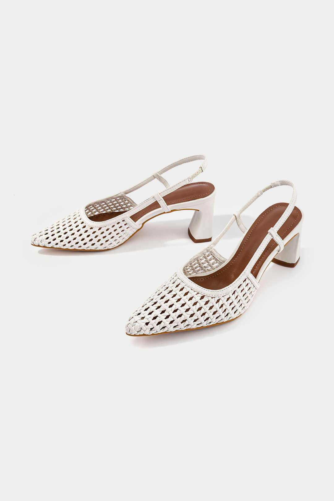 Woven Cut Out Pointed Heels