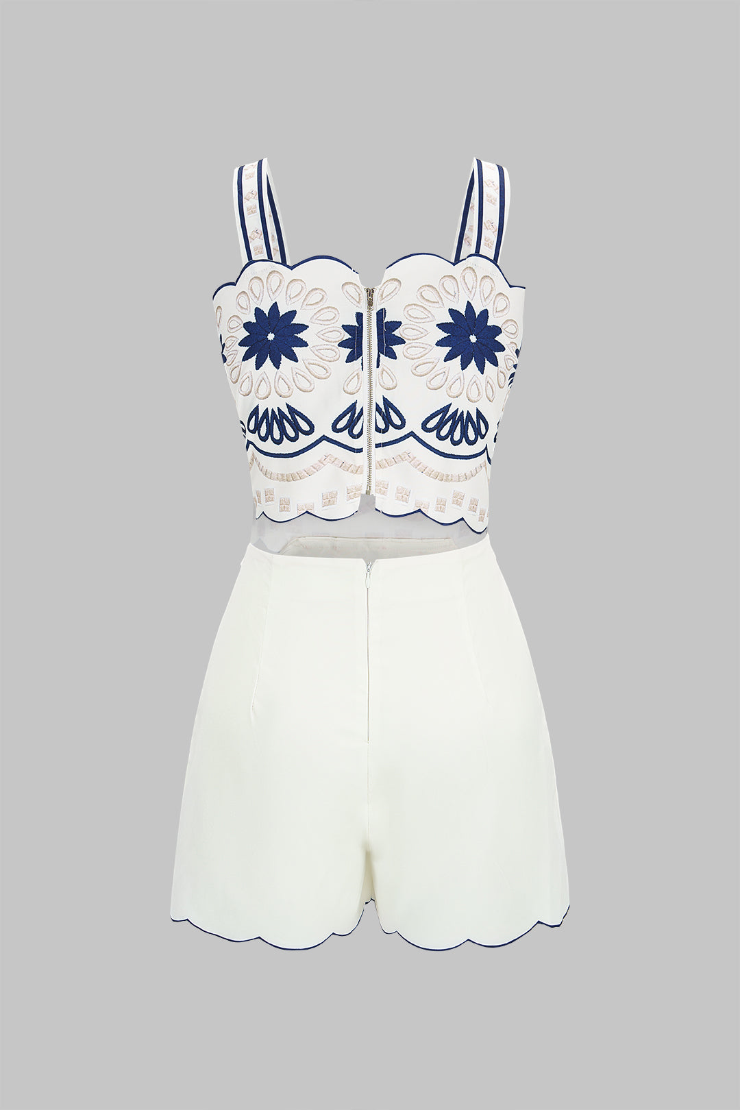 Overall mit Blumenmuster und ärmellosen Cut-Outs