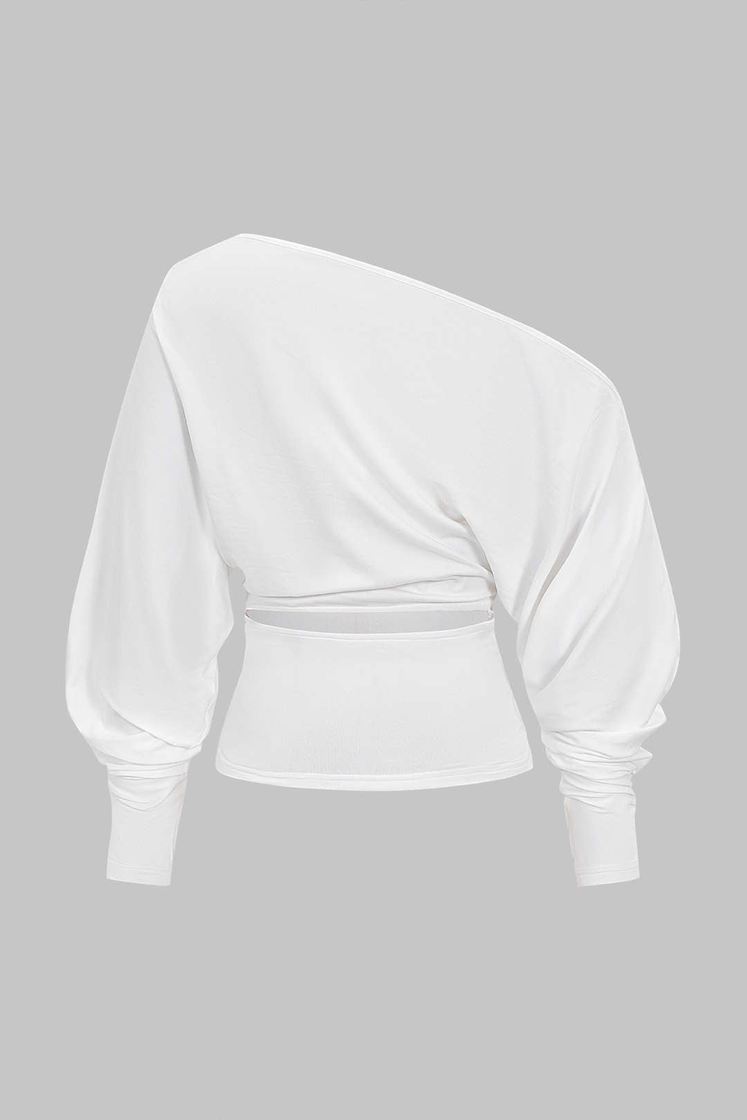 T-shirt asymétrique à manches longues froncé et découpes