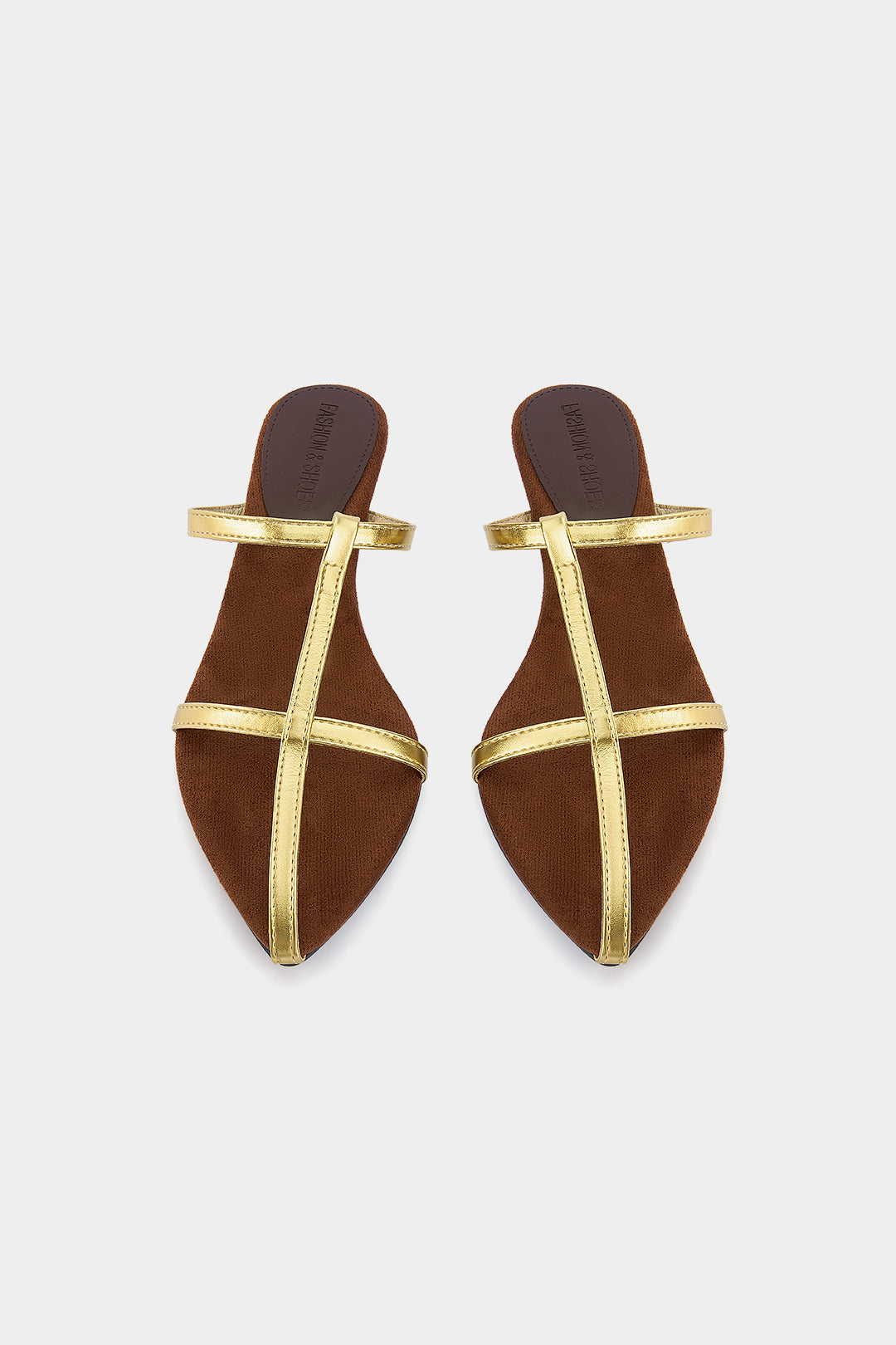 Ballerines pointues en cuir et velours côtelé