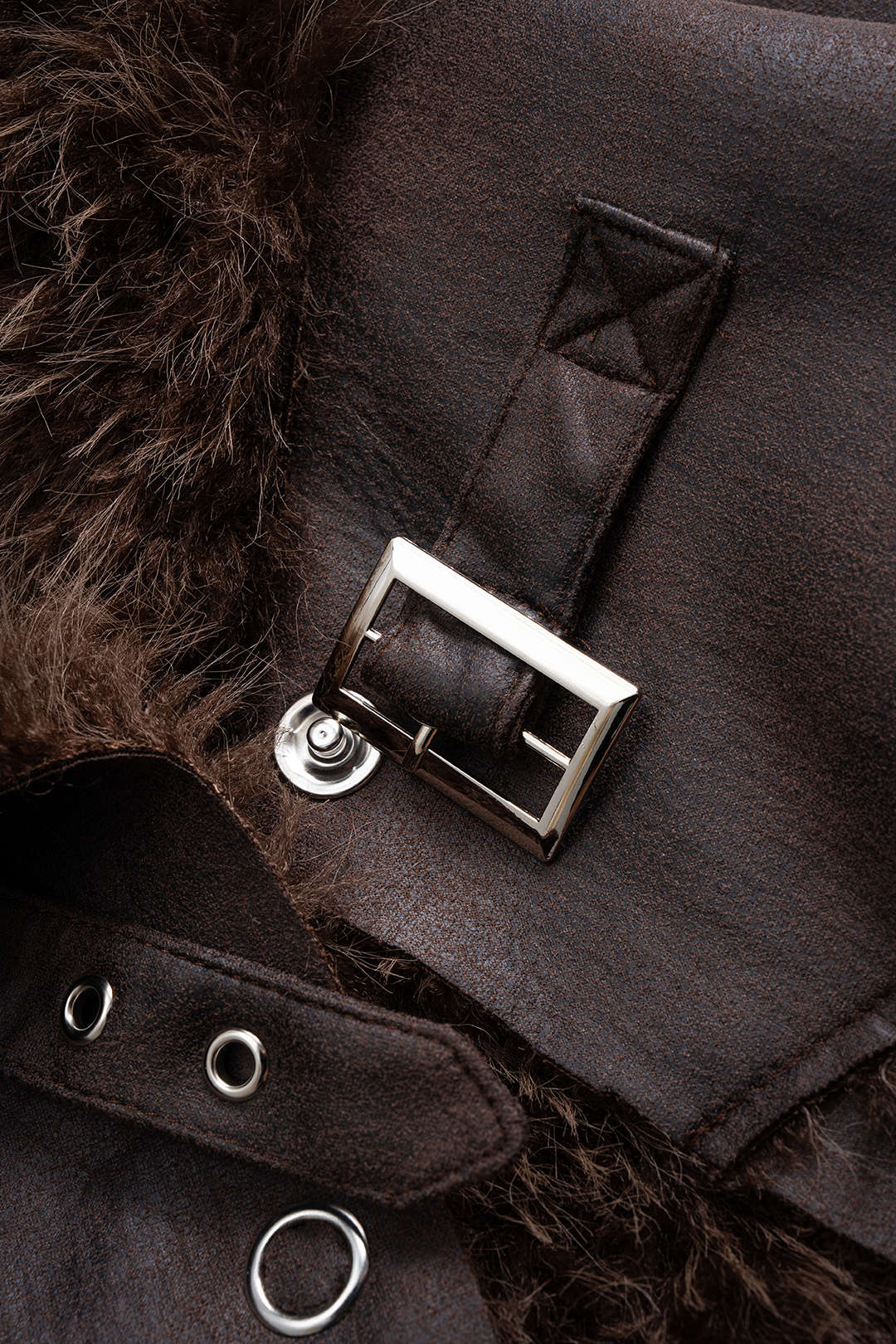 Faux Fur Patchwork Belted Jacket