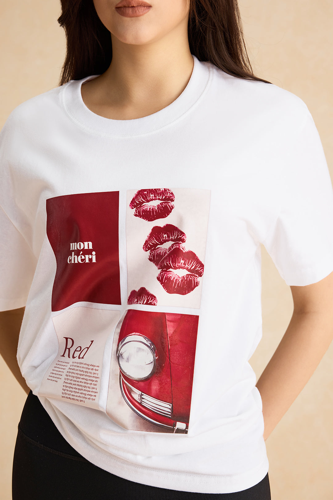 T-shirt à manches courtes et col rond avec imprimé lettre