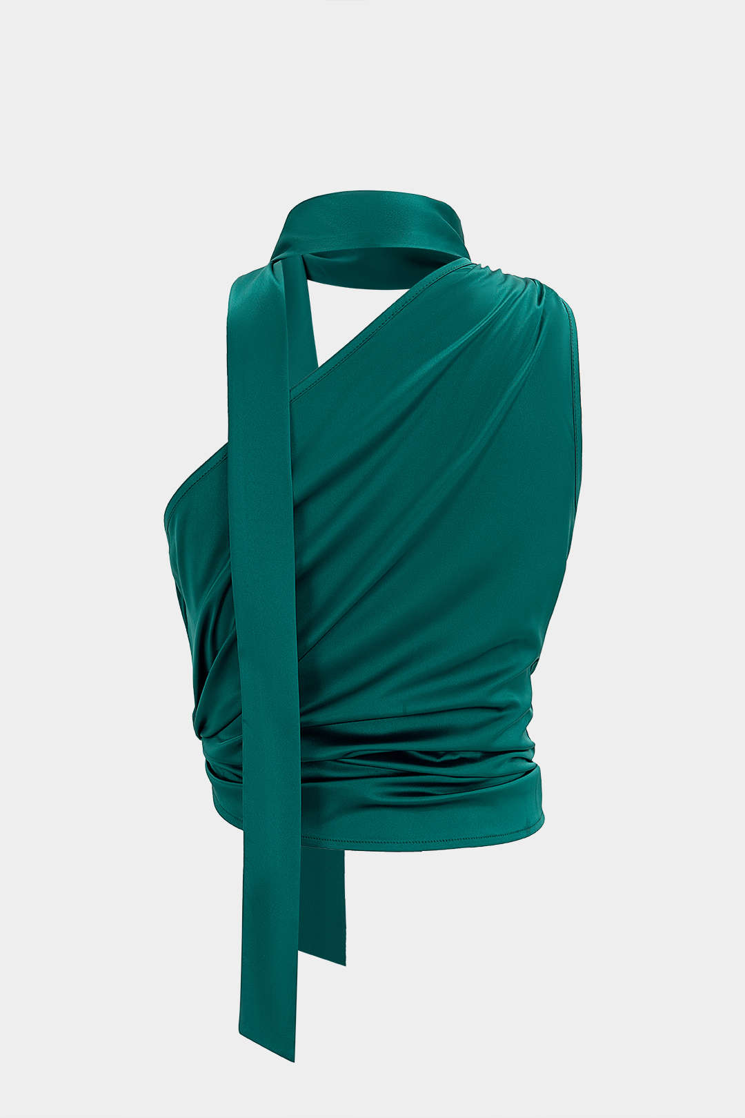 Metallic-Satin-Trägertop mit asymmetrischen Raffungen