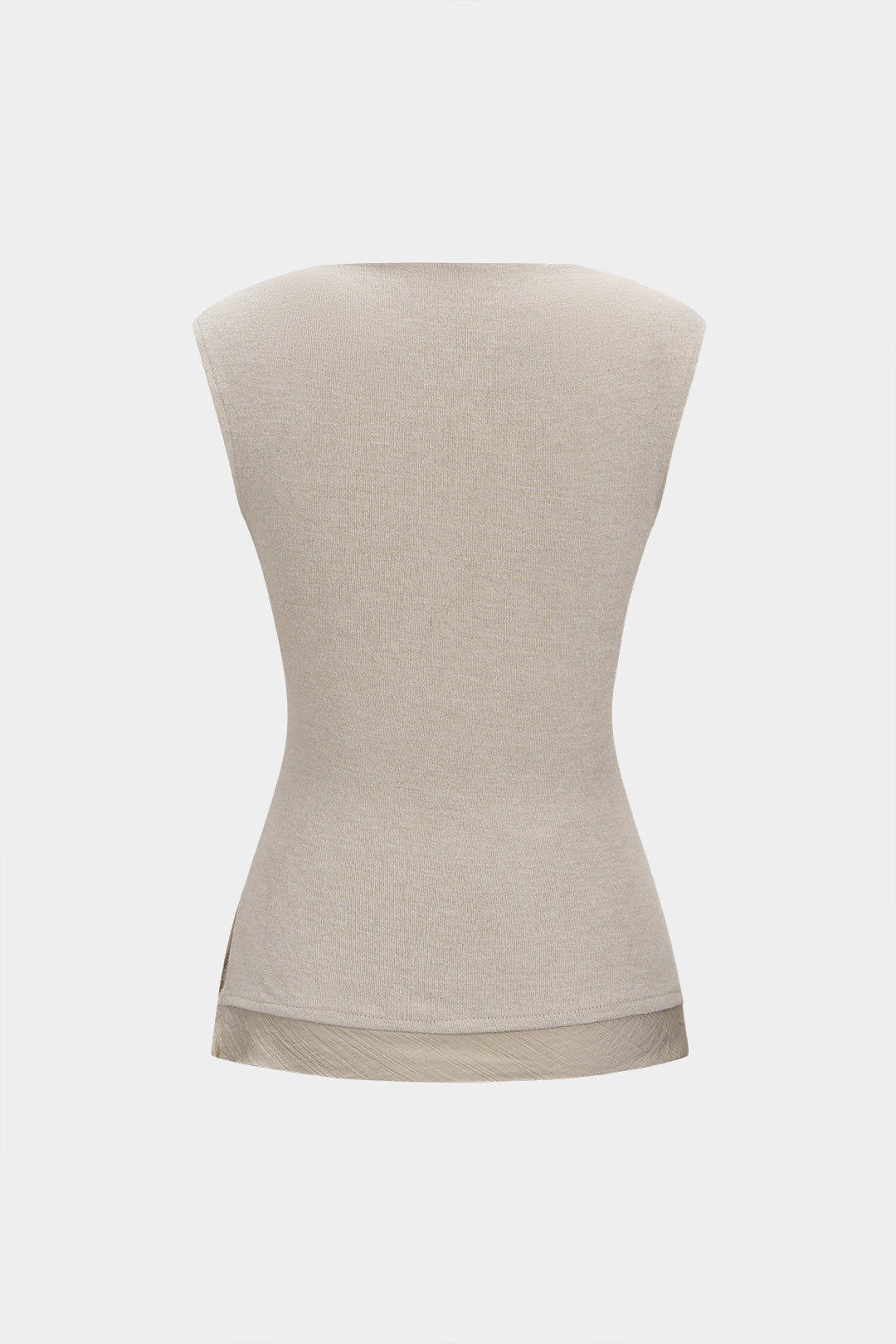 Knit Patchwork Round Neck Sleeveless Top