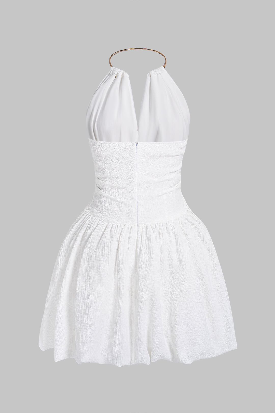 Robe Courte Sans Manches Métallisée Décolleté en V Croisée Dos Nu