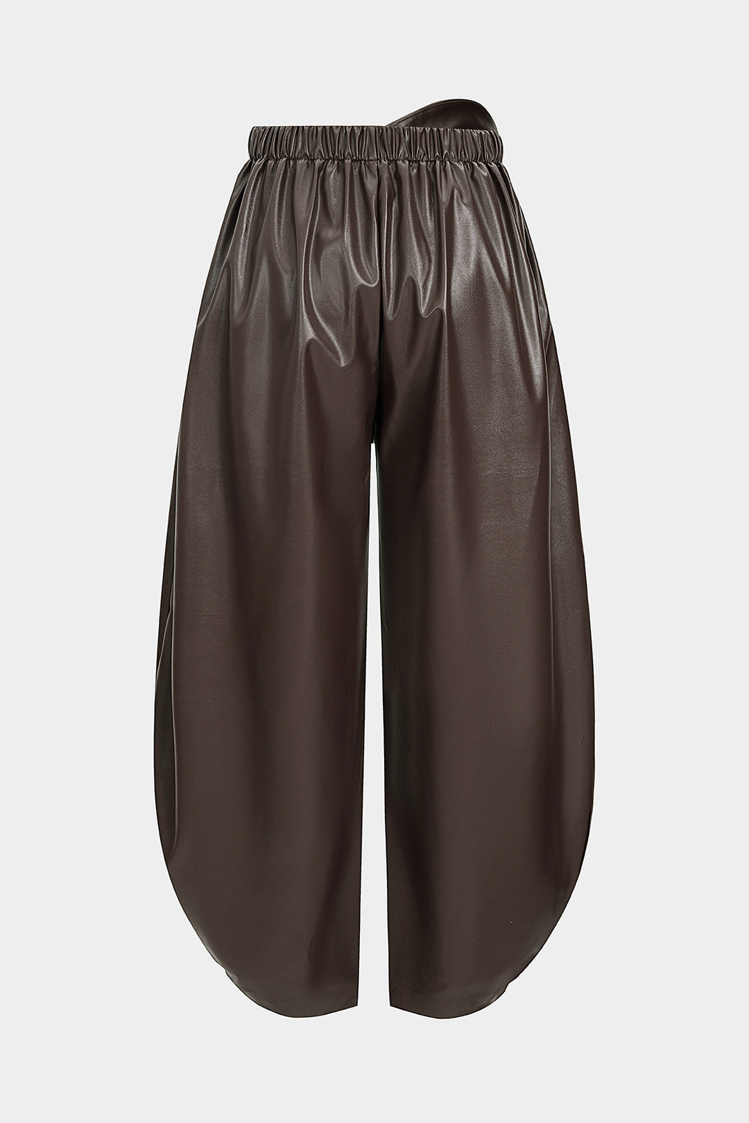 Pantalon Asymétrique en Simili Cuir à Jambes Larges