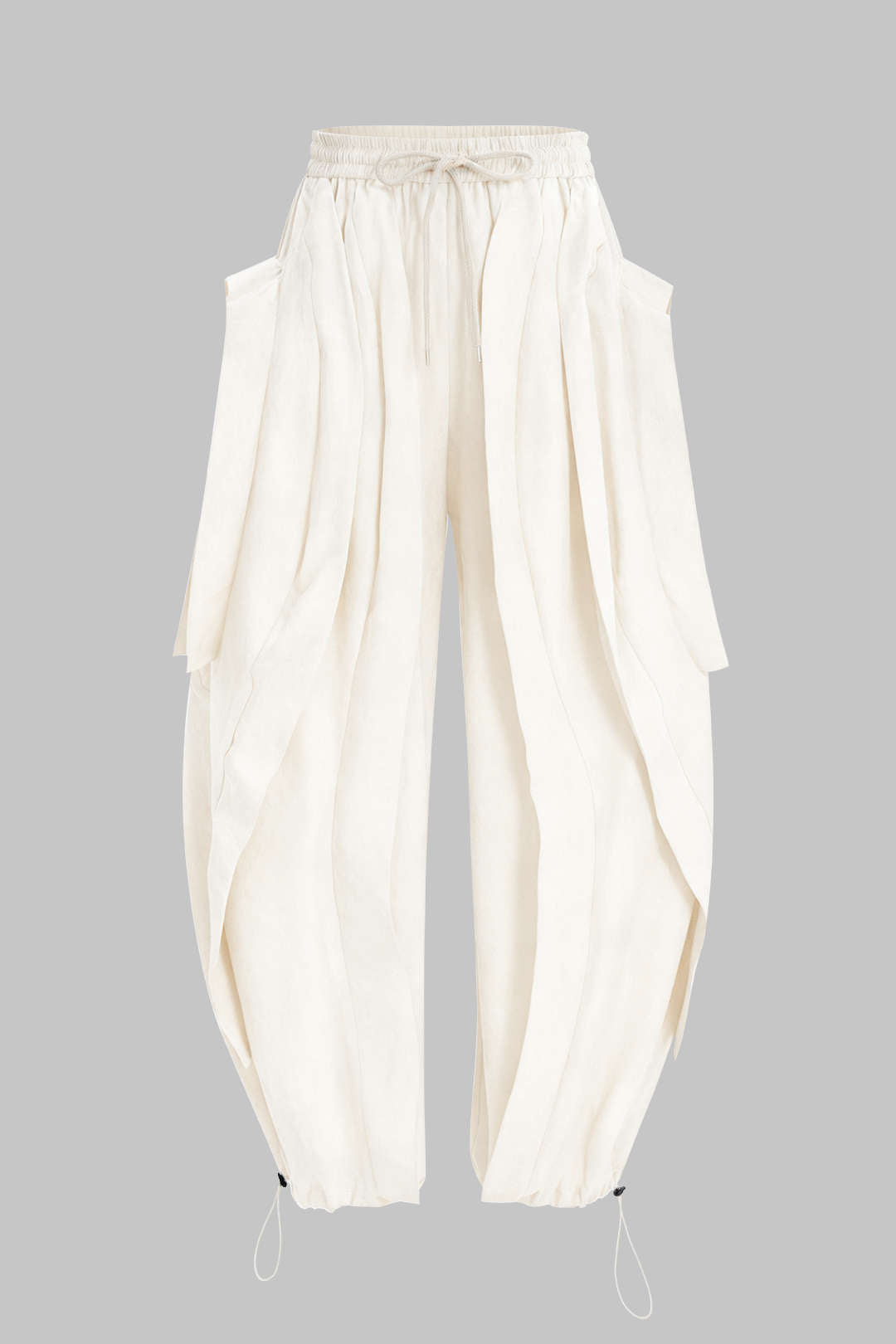 Shirred Waistband Drawstring Barrel Pants