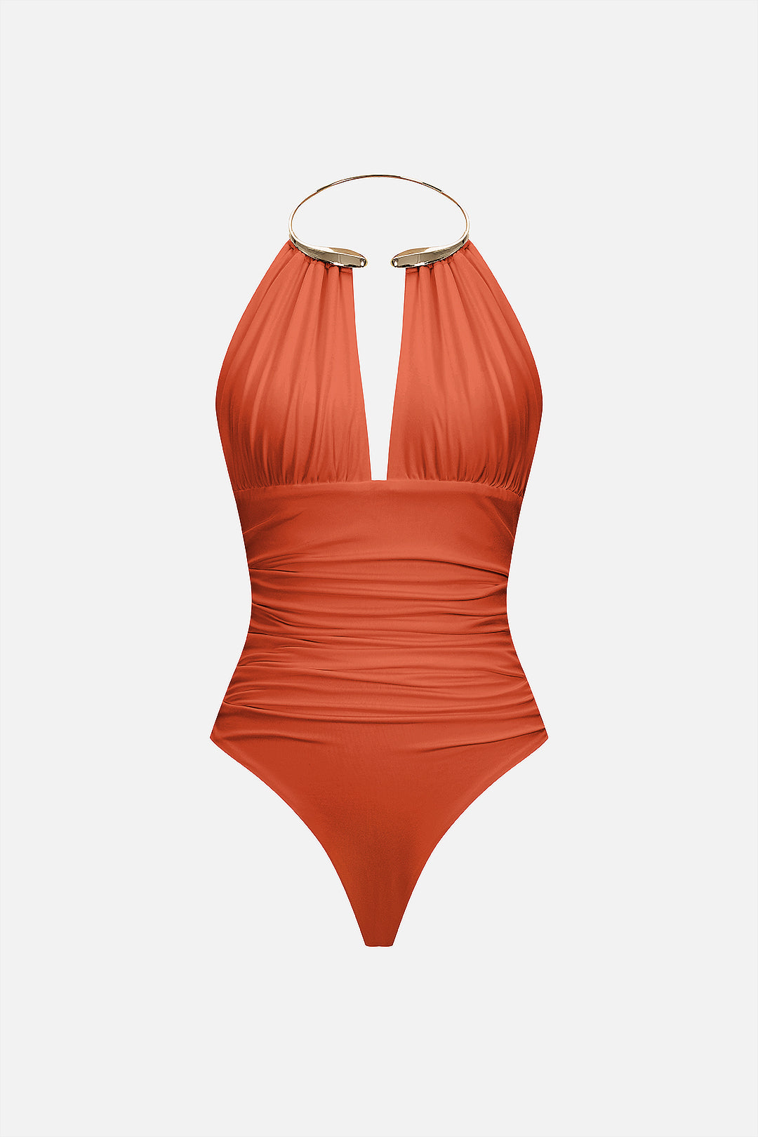 Metallic Deko Neckholder Geraffter Ärmelloser Rückenfekter Bodysuit