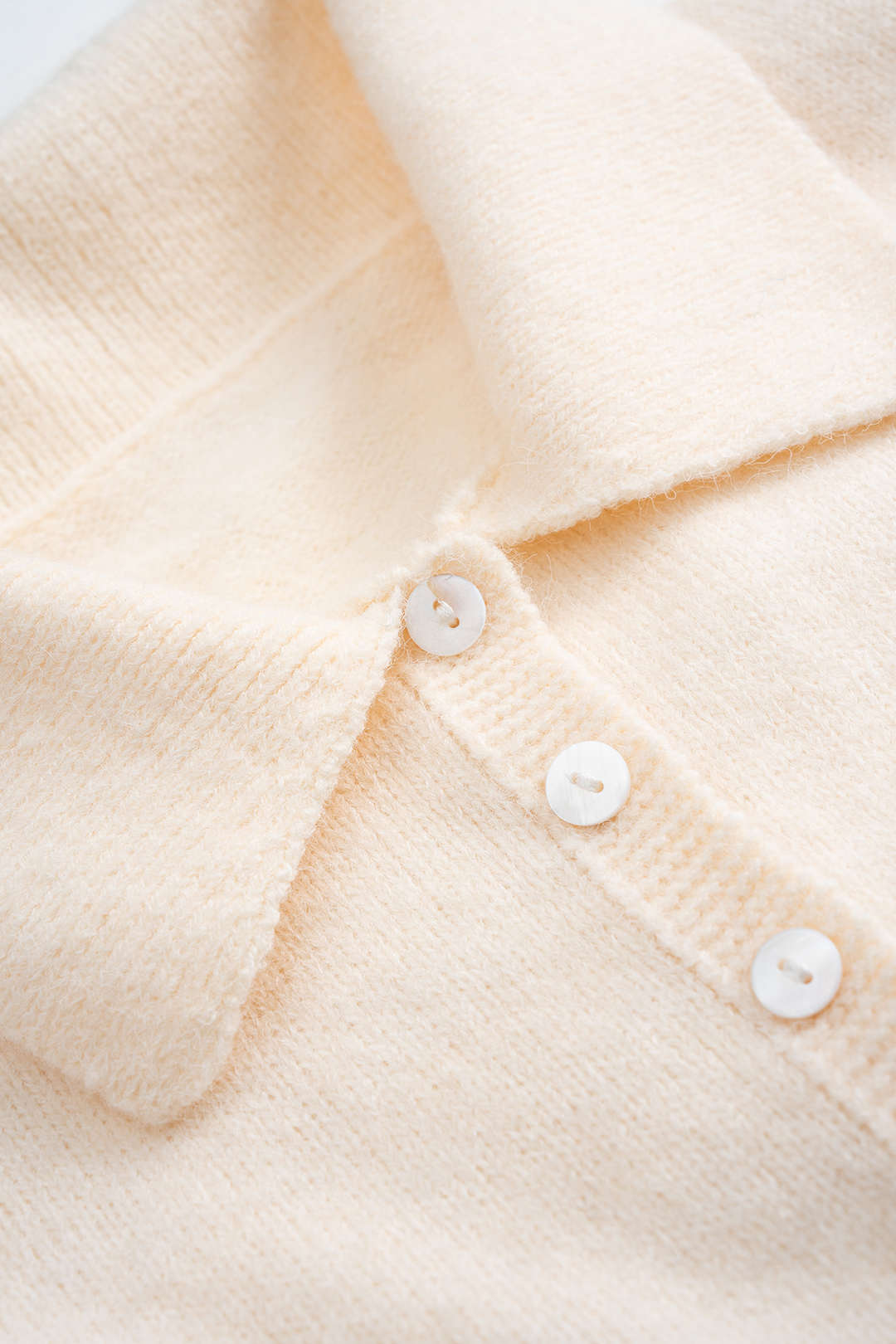 Knit Button Lapel Long-Sleeve Top And Shorts Set