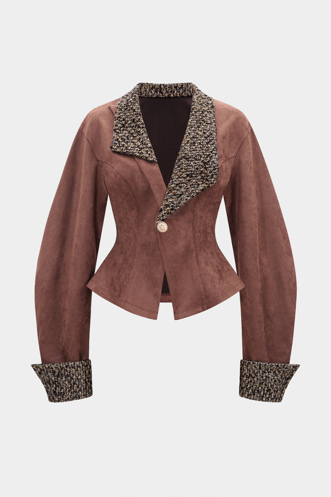 Blazer en suède patchwork à boutons métalliques