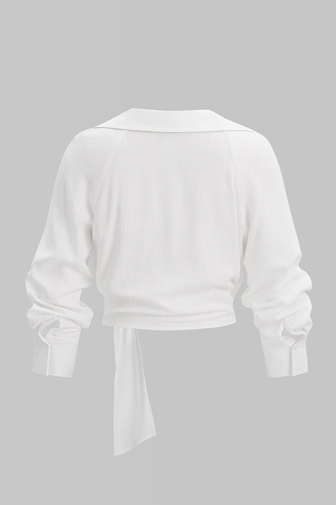 Lapel Knotted Long-Sleeve Shirt