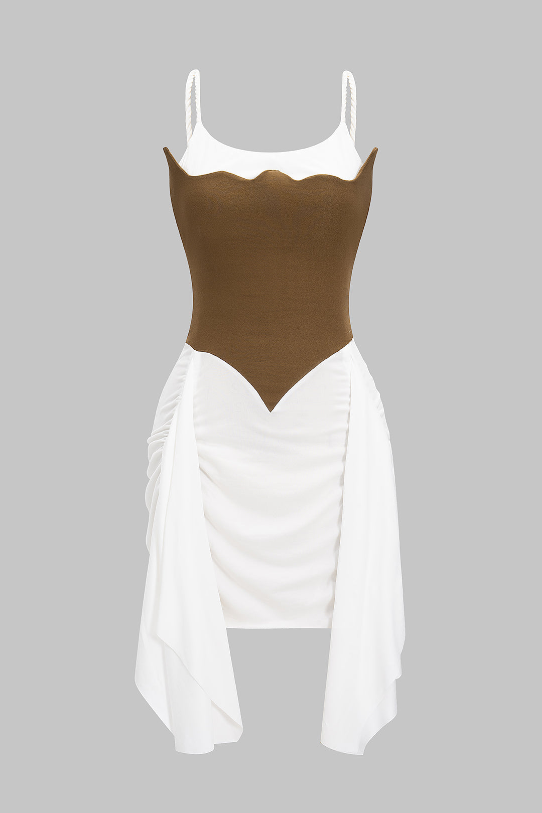 Patchwork gerafftes Twist-Knoten-Minikleid