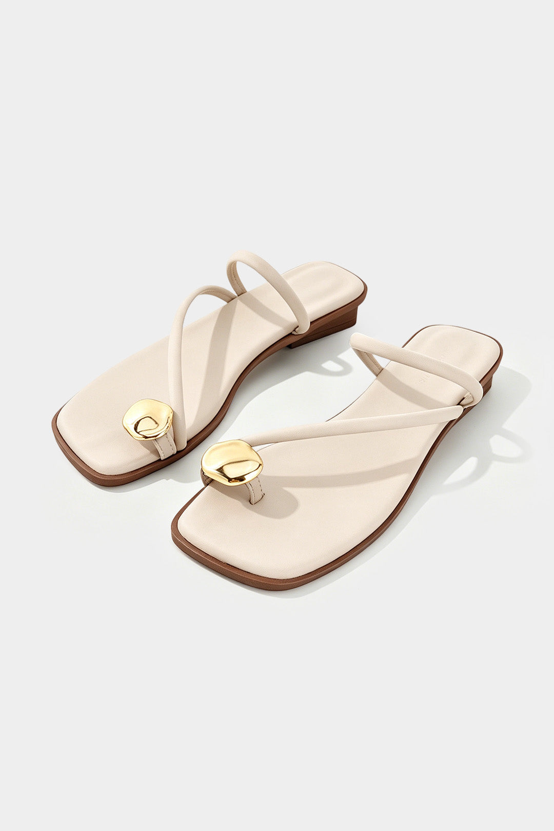 Metallic Decor Square Toe Flats