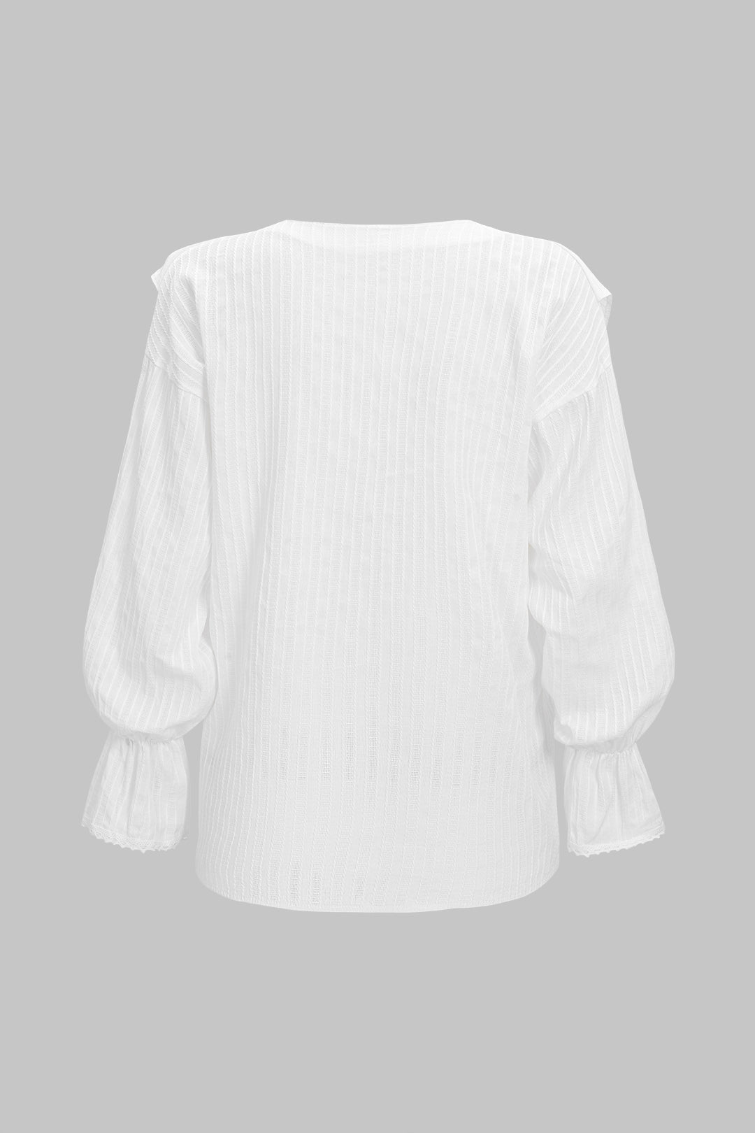 Ruffle V-Neck Long-Sleeve Shirt