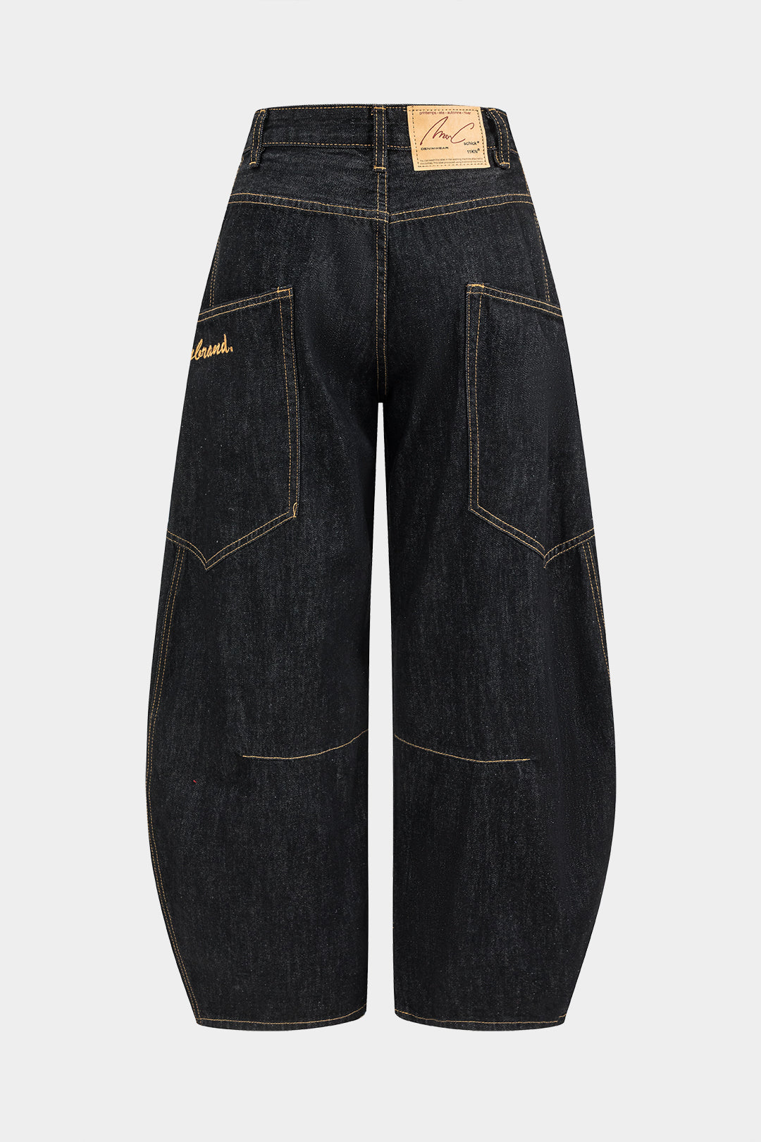 Denim Washed Wide Leg Barrel Jeans