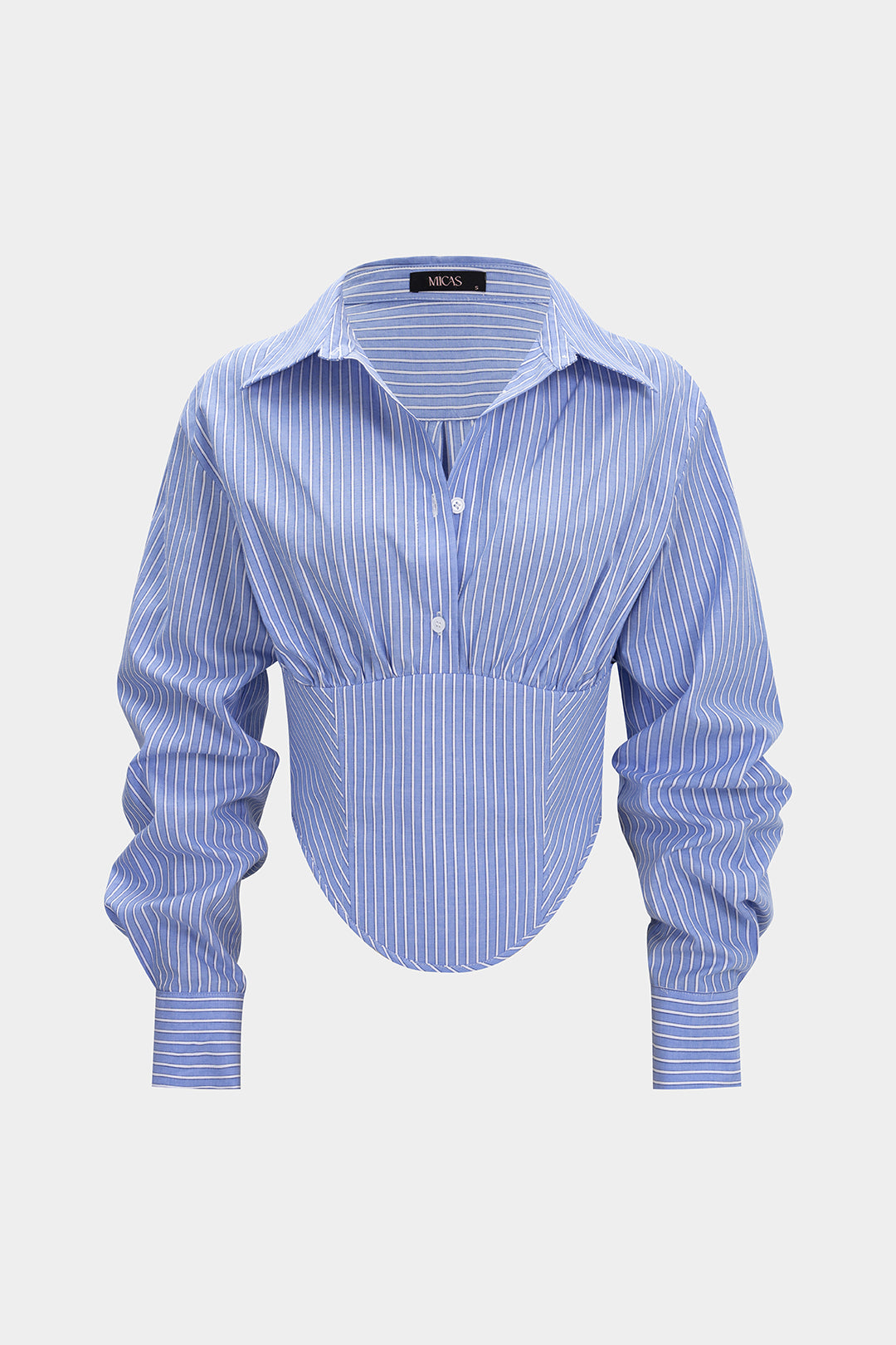 Stripes Print Tie-Back Long-Sleeve Shirt