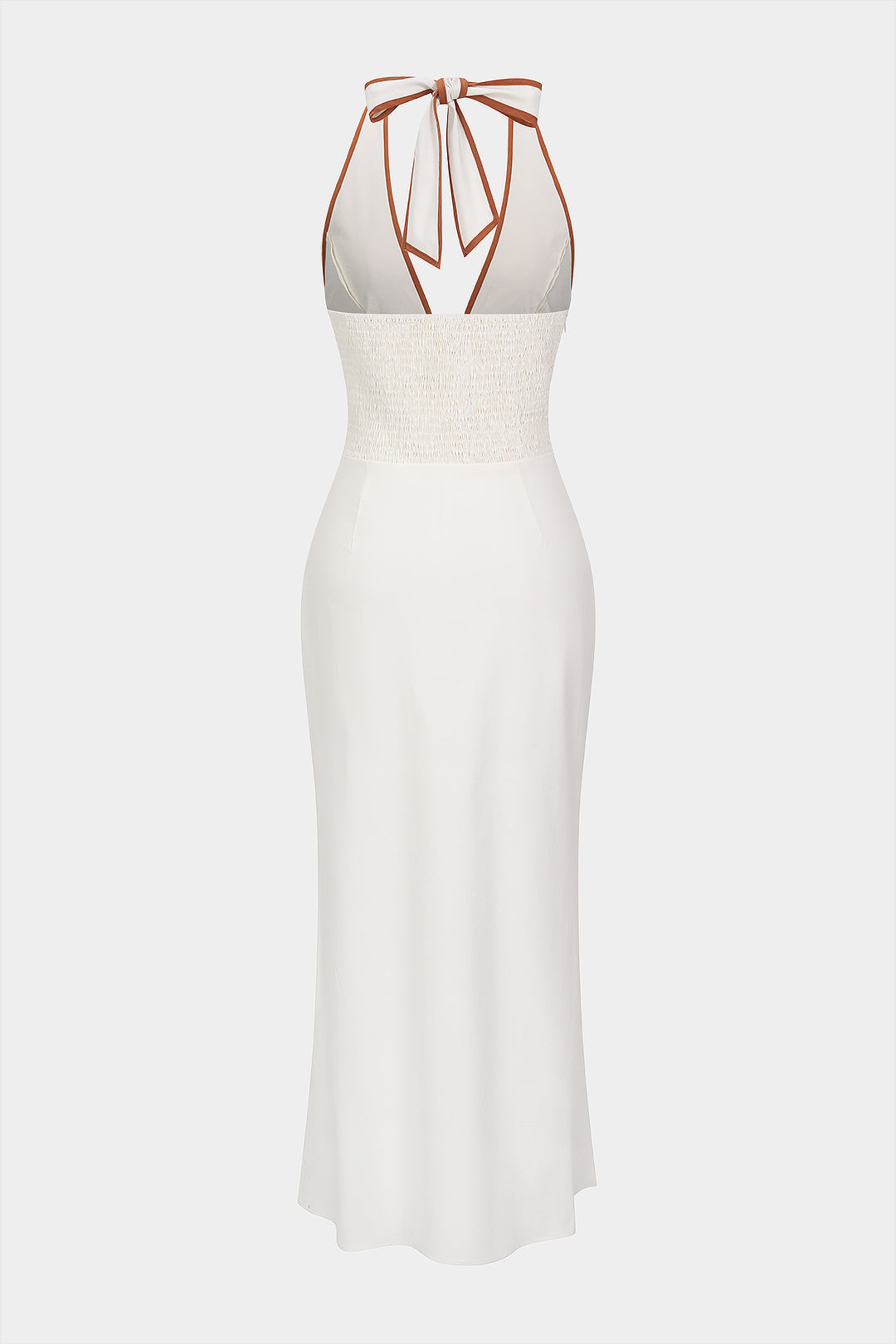 Kontrastierendes Neckholder-Midi-Kleid mit V-Ausschnitt und ärmellos
