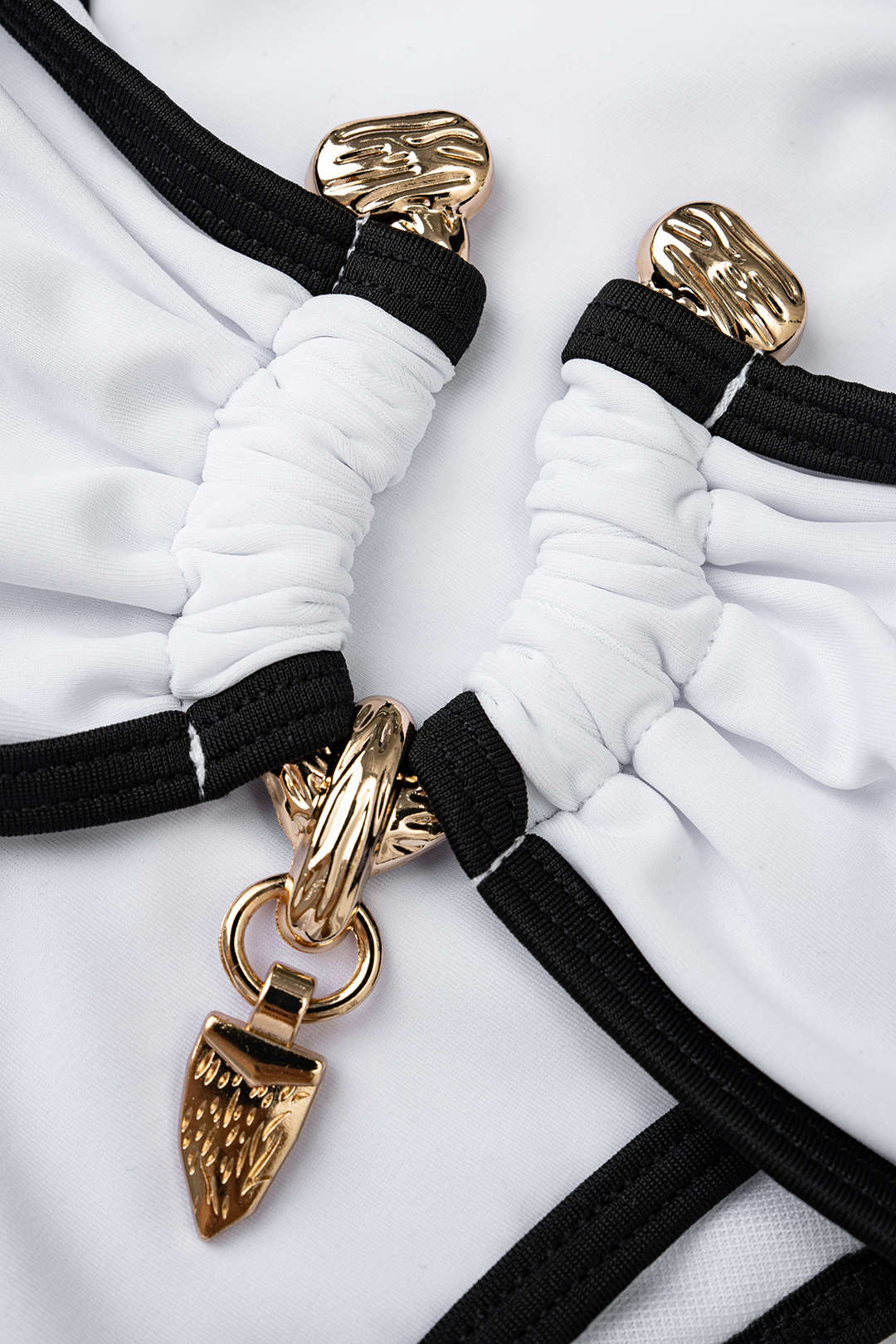 Contrast Metallic Tie Back Bikini Set