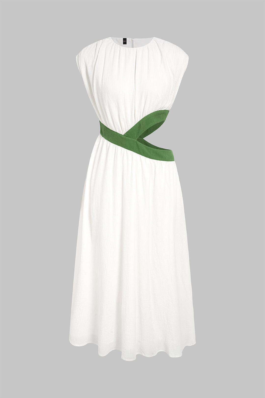 Robe midi sans manches découpée contrastante