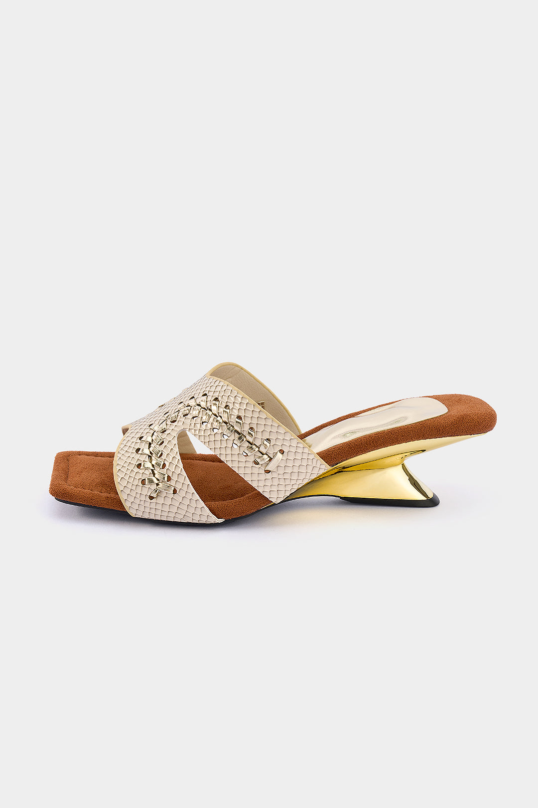 Sandales carrées en cuir imprimé crocodile