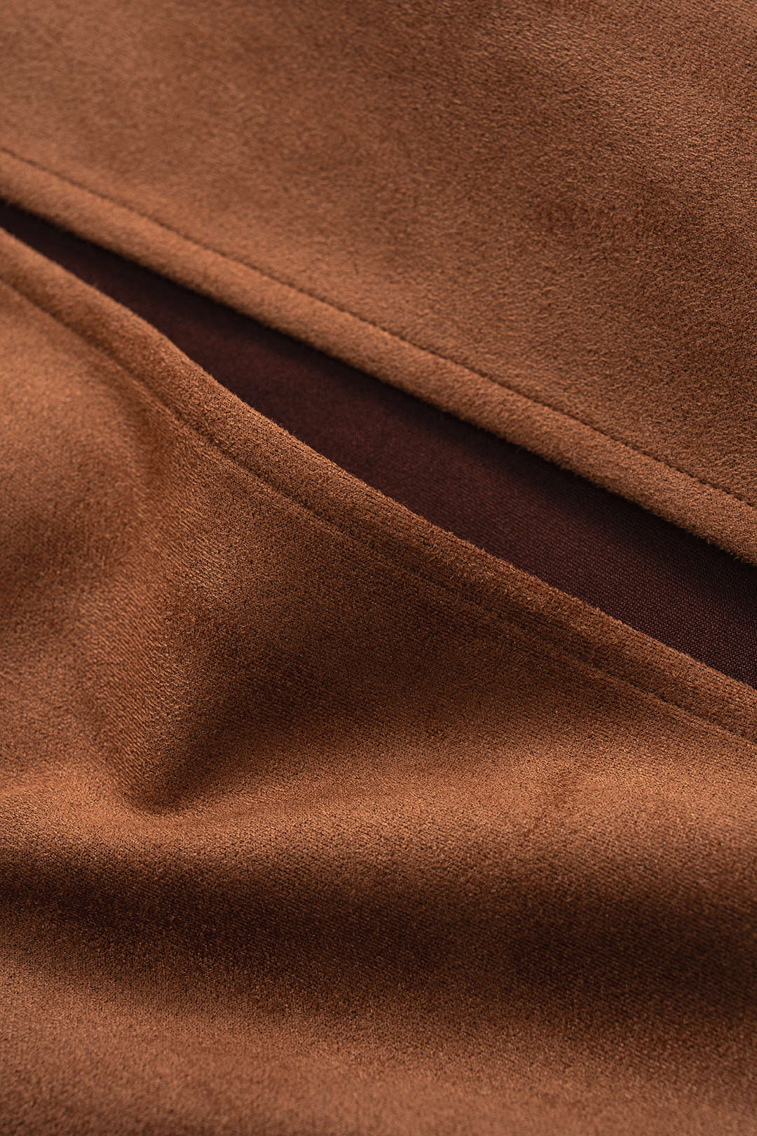 Suede Belted High Slit Skirt