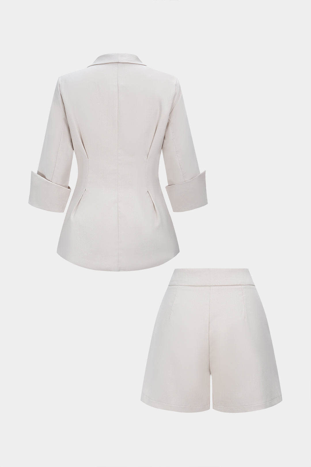 Lapel Button Long Sleeve Shirt And Shorts Set