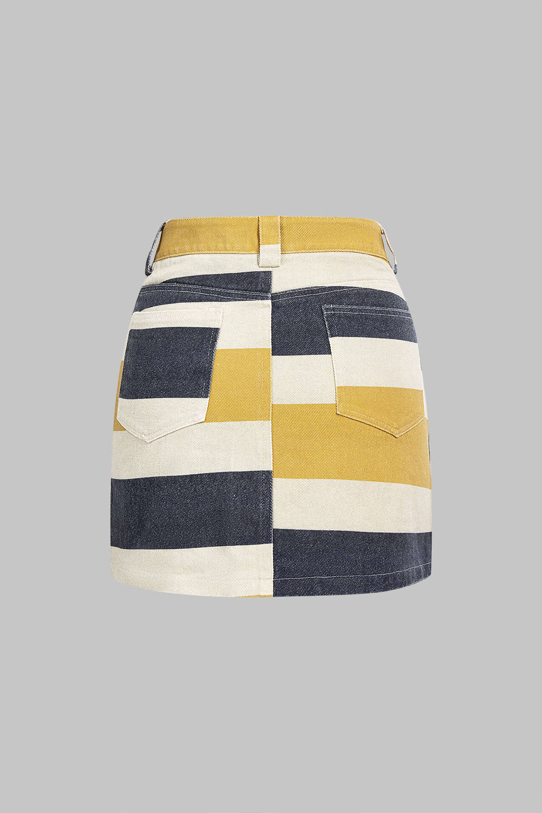 Striped Pocket High Waist Skirt