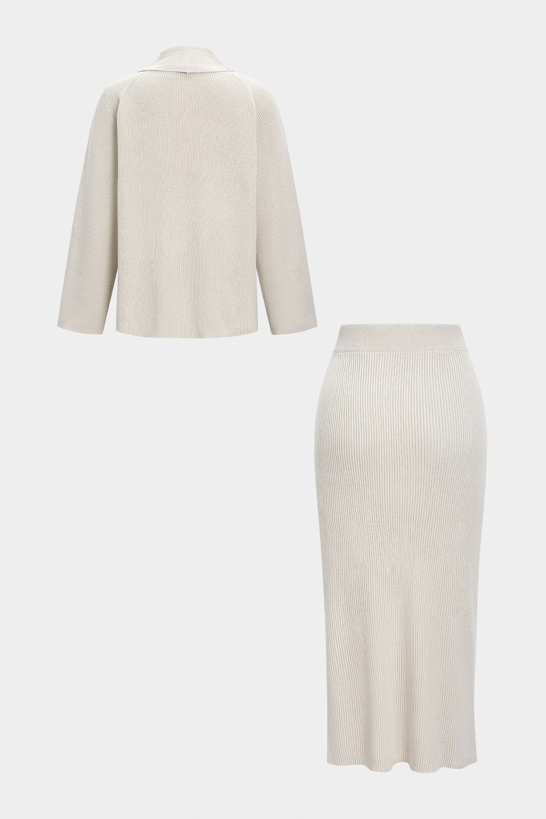 Strick-Cardigan mit Knöpfen und Rock-Set