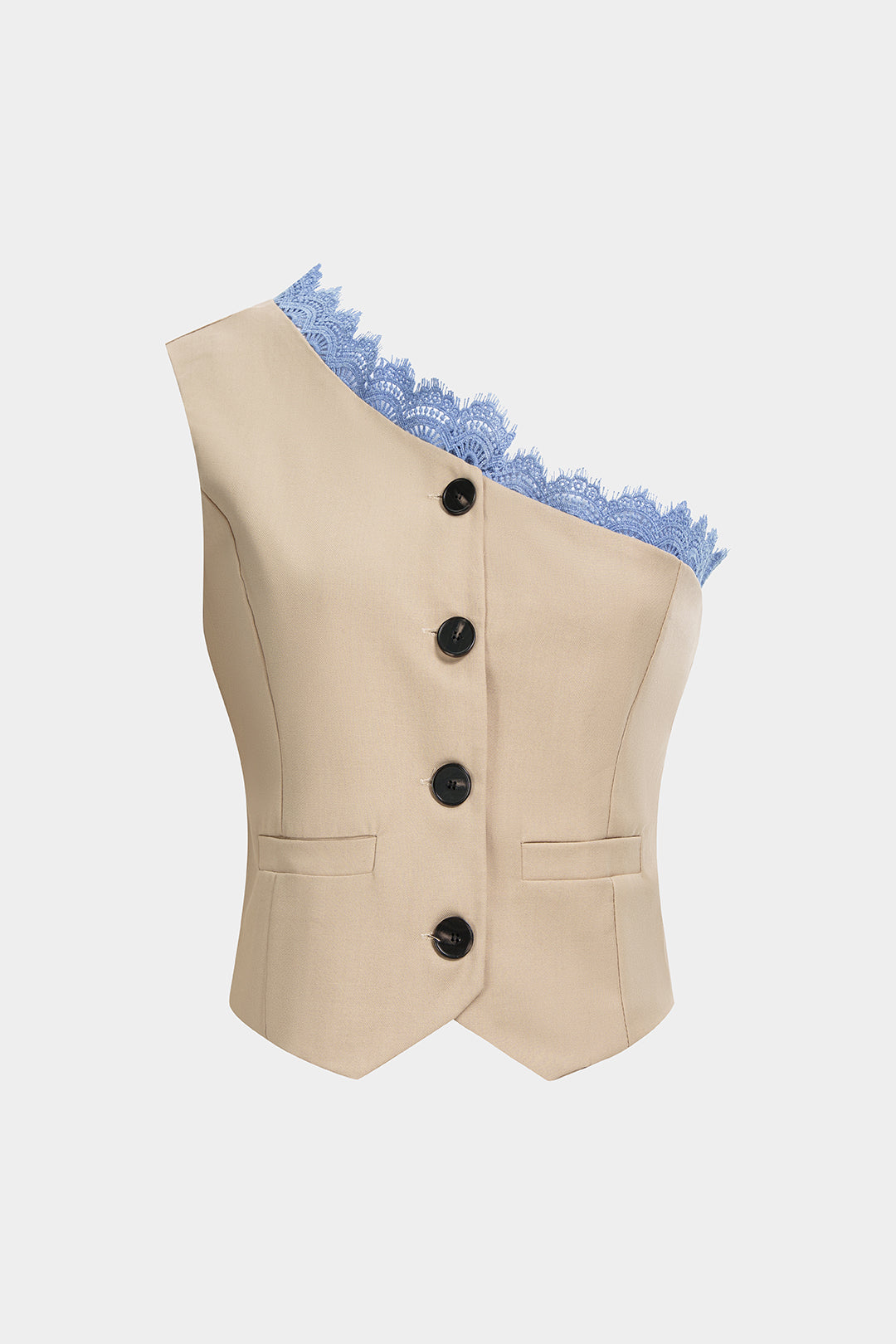 Patchwork-Spitze-Ein-Schulter-Tanktop