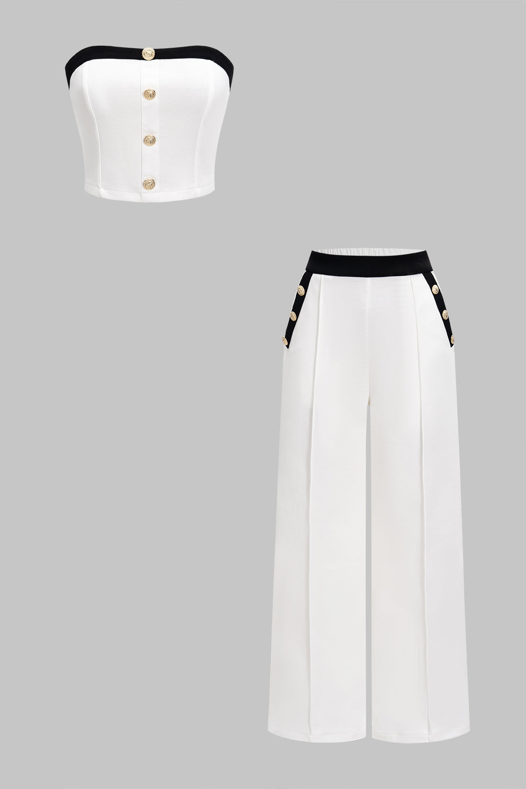 Set aus kontrastierendem Tube-Top und weiter Hose