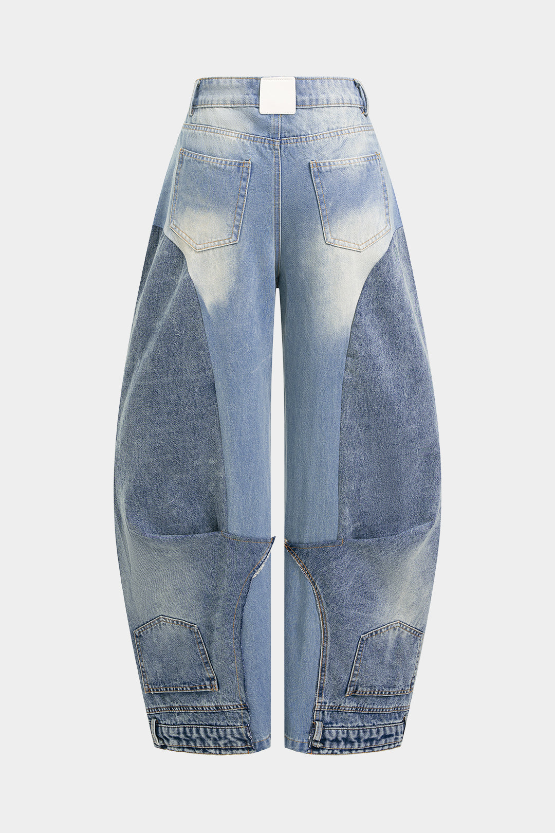 Denim Barrel Jeans mit Kontrastraffungen
