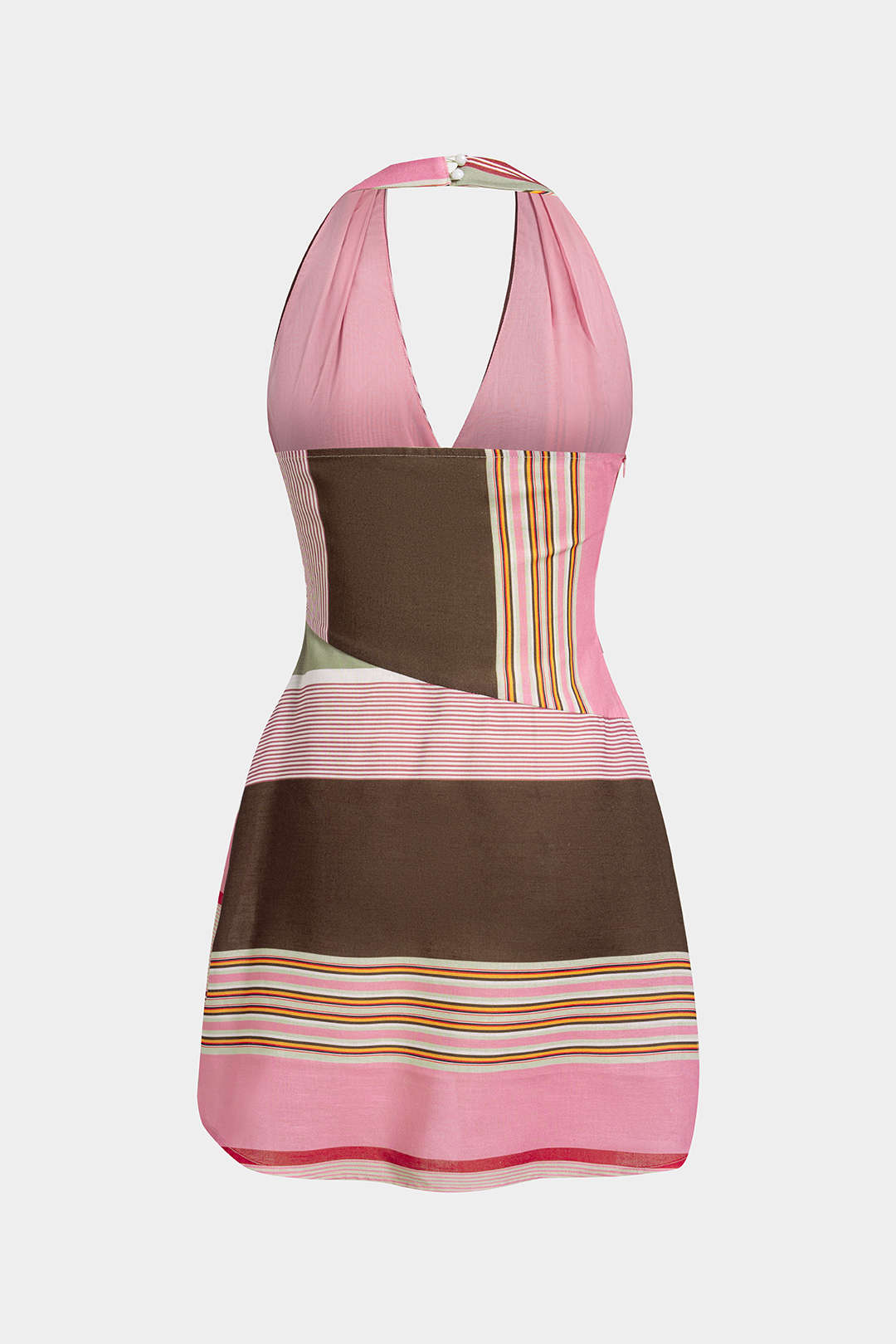 Minikleid mit Streifenprint, Neckholder und ärmellosem Design in Kontrastfarben